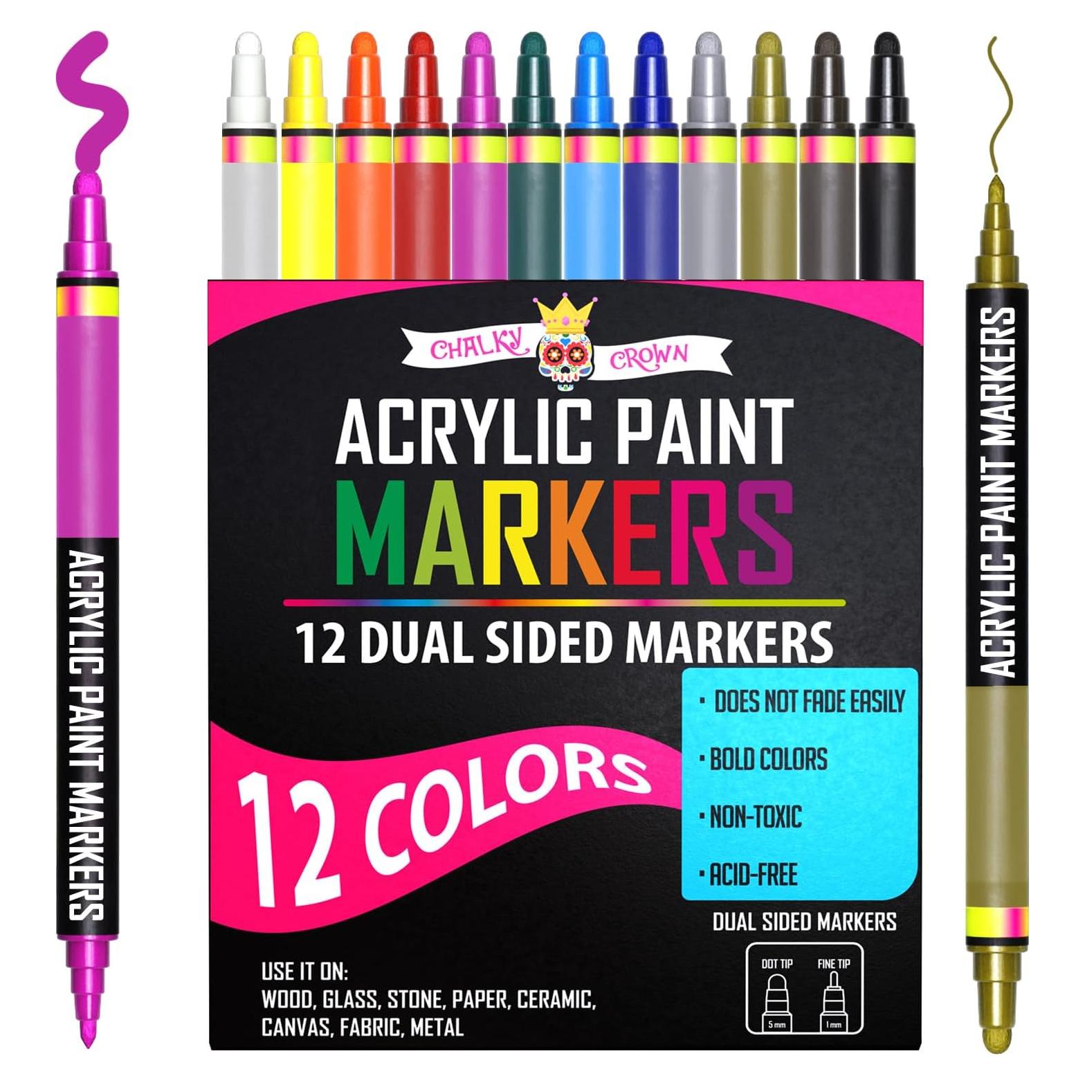 Marcadores de Pintura Acrílica Chalky Crown - Paquete de 12