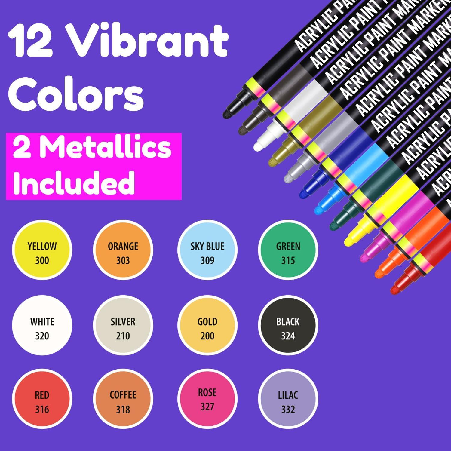 Marcadores de Pintura Acrílica Chalky Crown - Paquete de 12