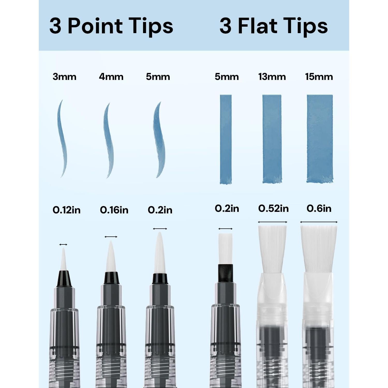 Pinceles de Agua JusArt 6 Piezas - Acuarela y Gouache