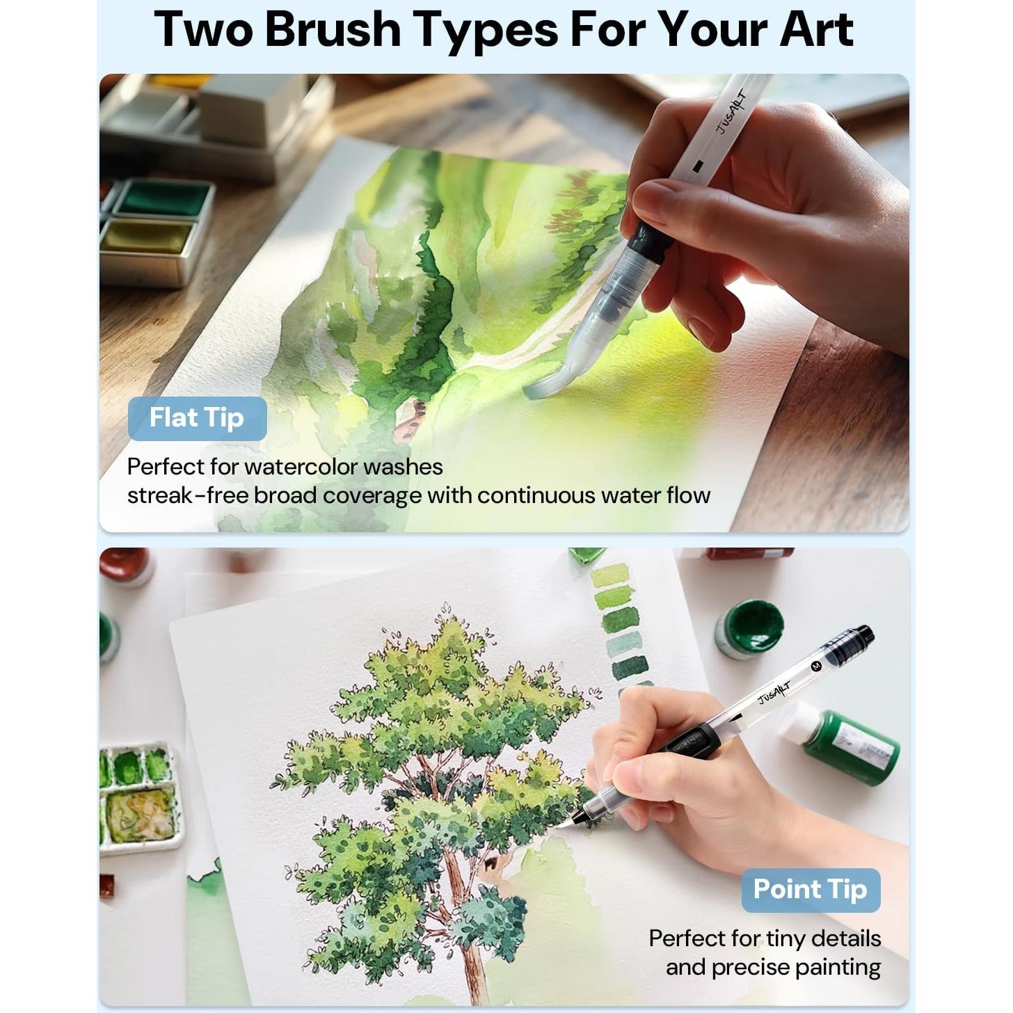Pinceles de Agua JusArt 6 Piezas - Acuarela y Gouache