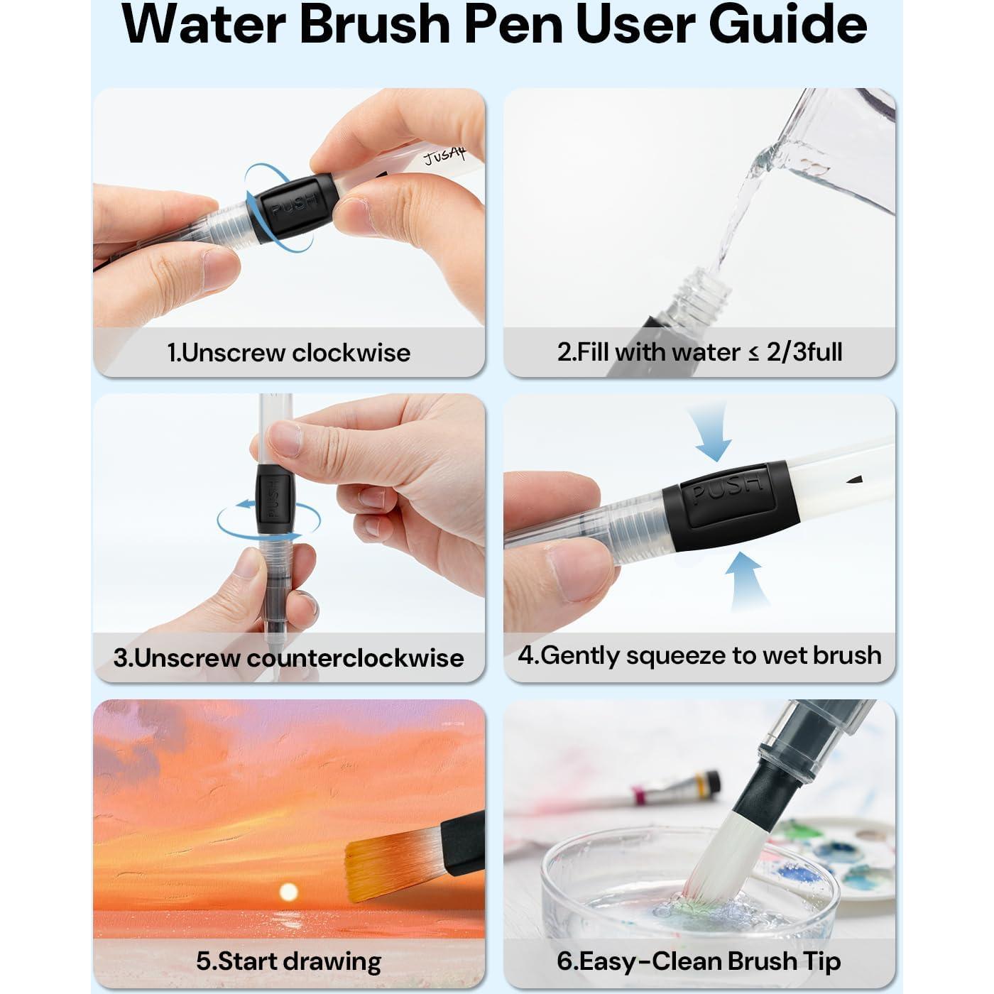 Pinceles de Agua JusArt 6 Piezas - Acuarela y Gouache