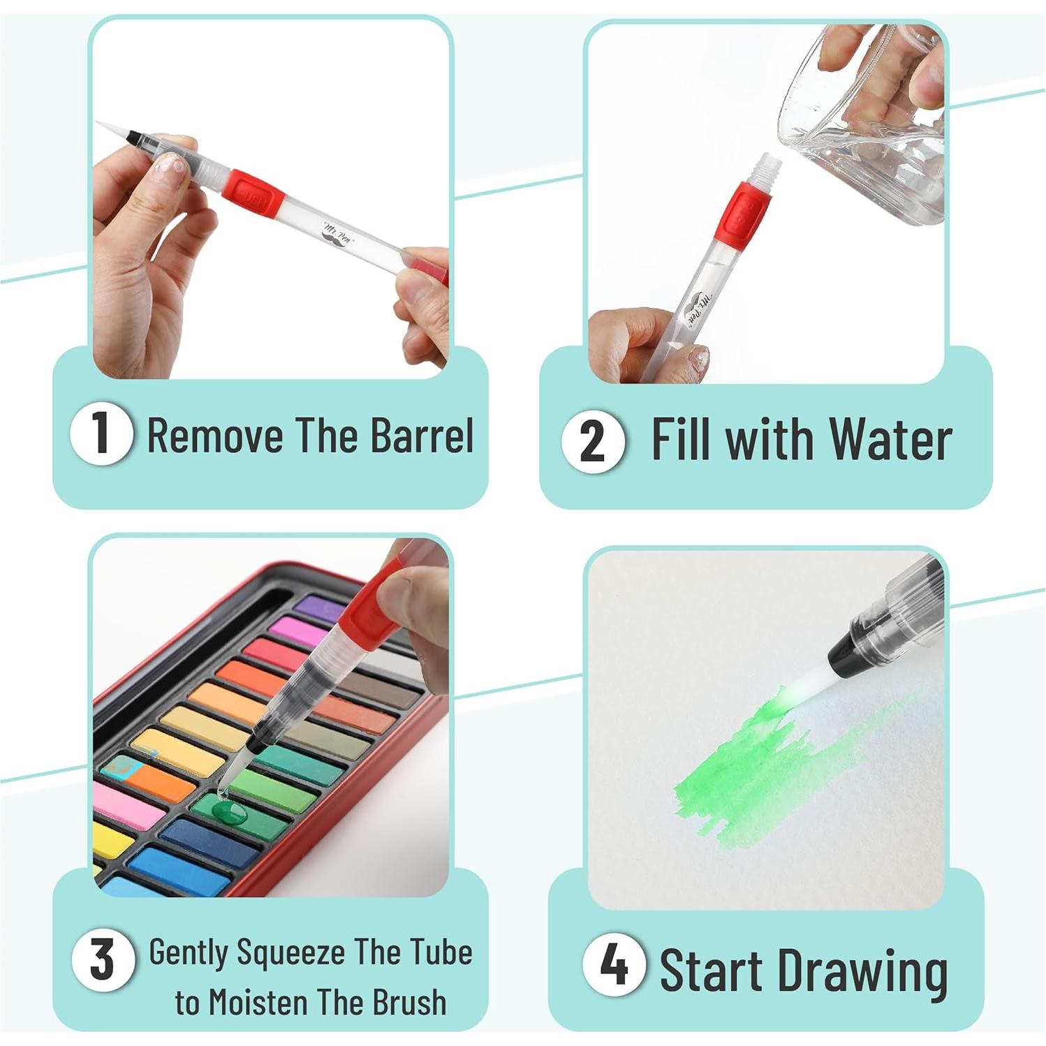 Marcadores de Pincel Acuarelables Mr. Pen - Set de 6 Unidades