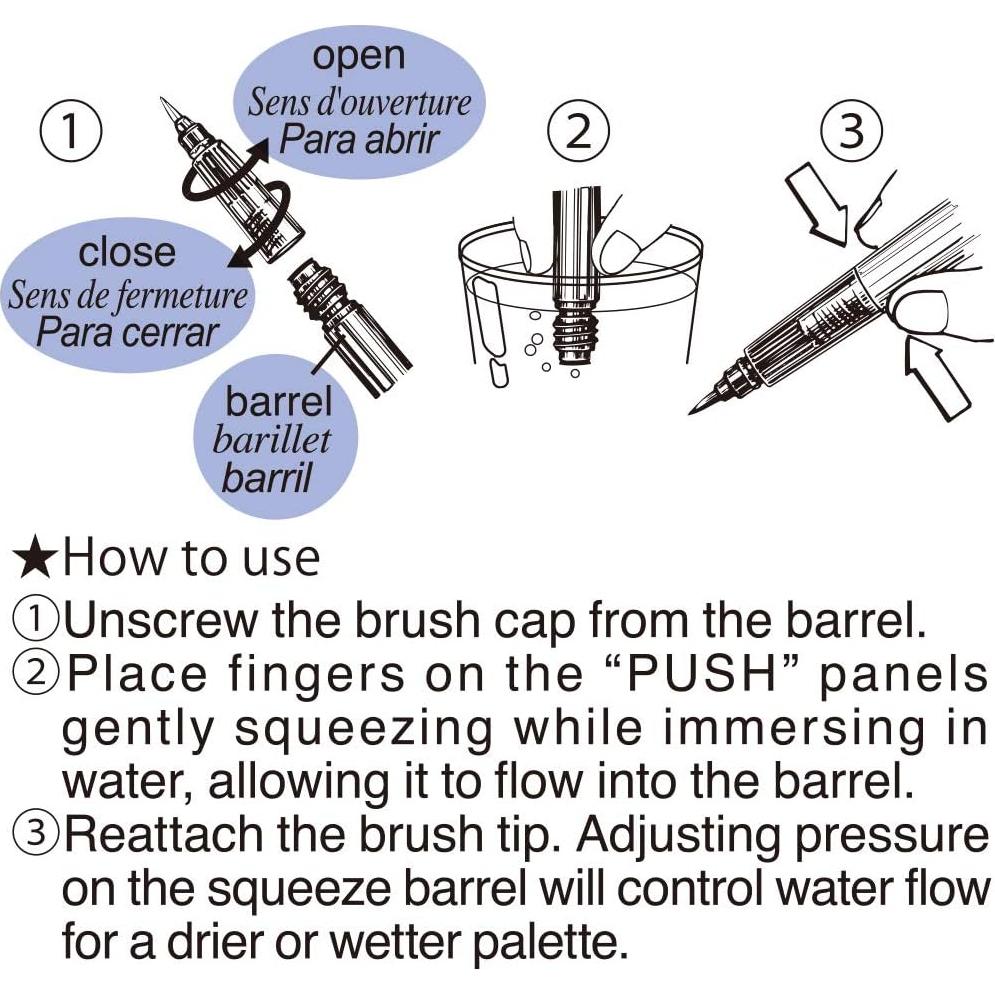 Pincel de Agua Kuretake Zig BrusH2O Multicolor Pequeño