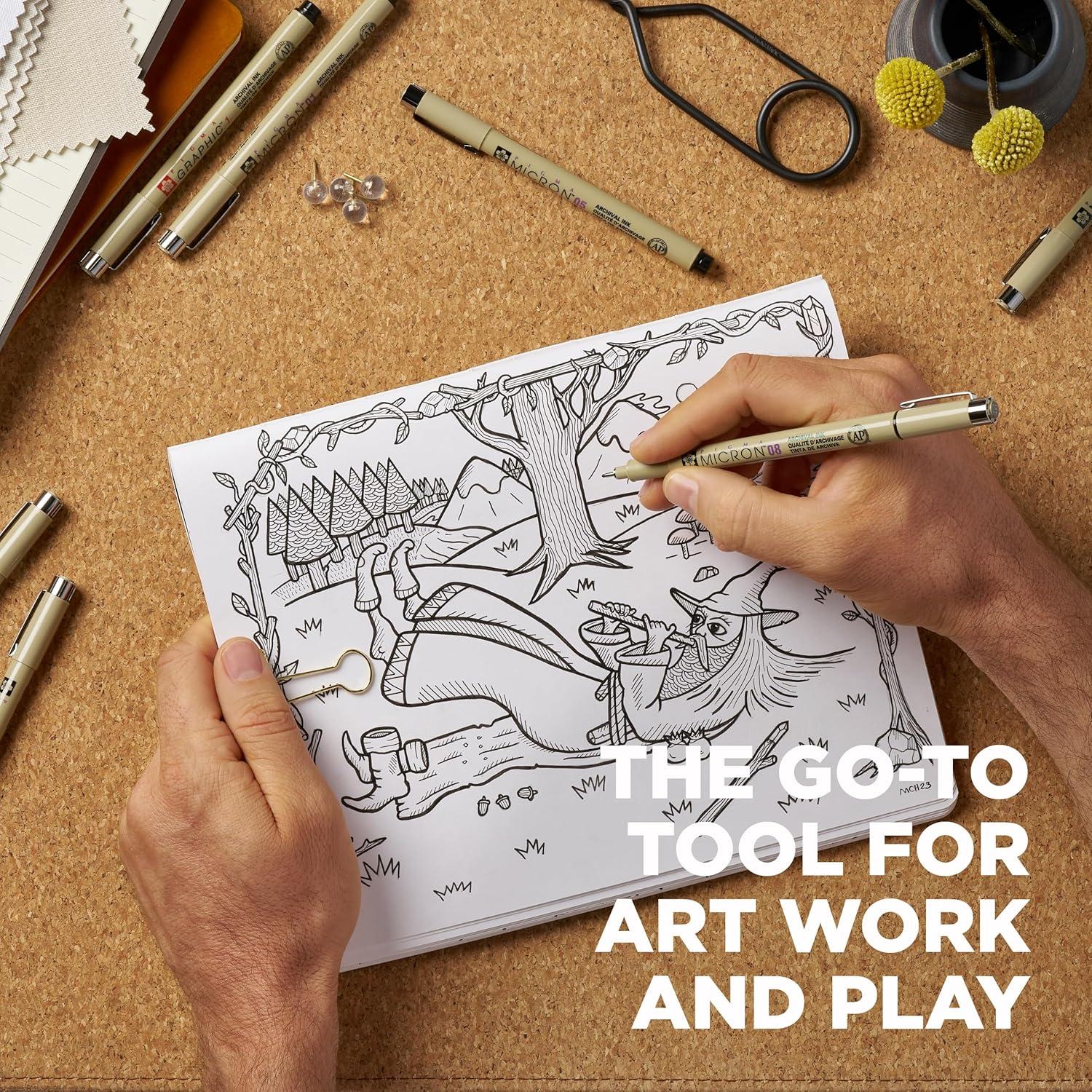 Plumas Pigma Micron Sakura - Tinta Negra Archival - 8 Piezas