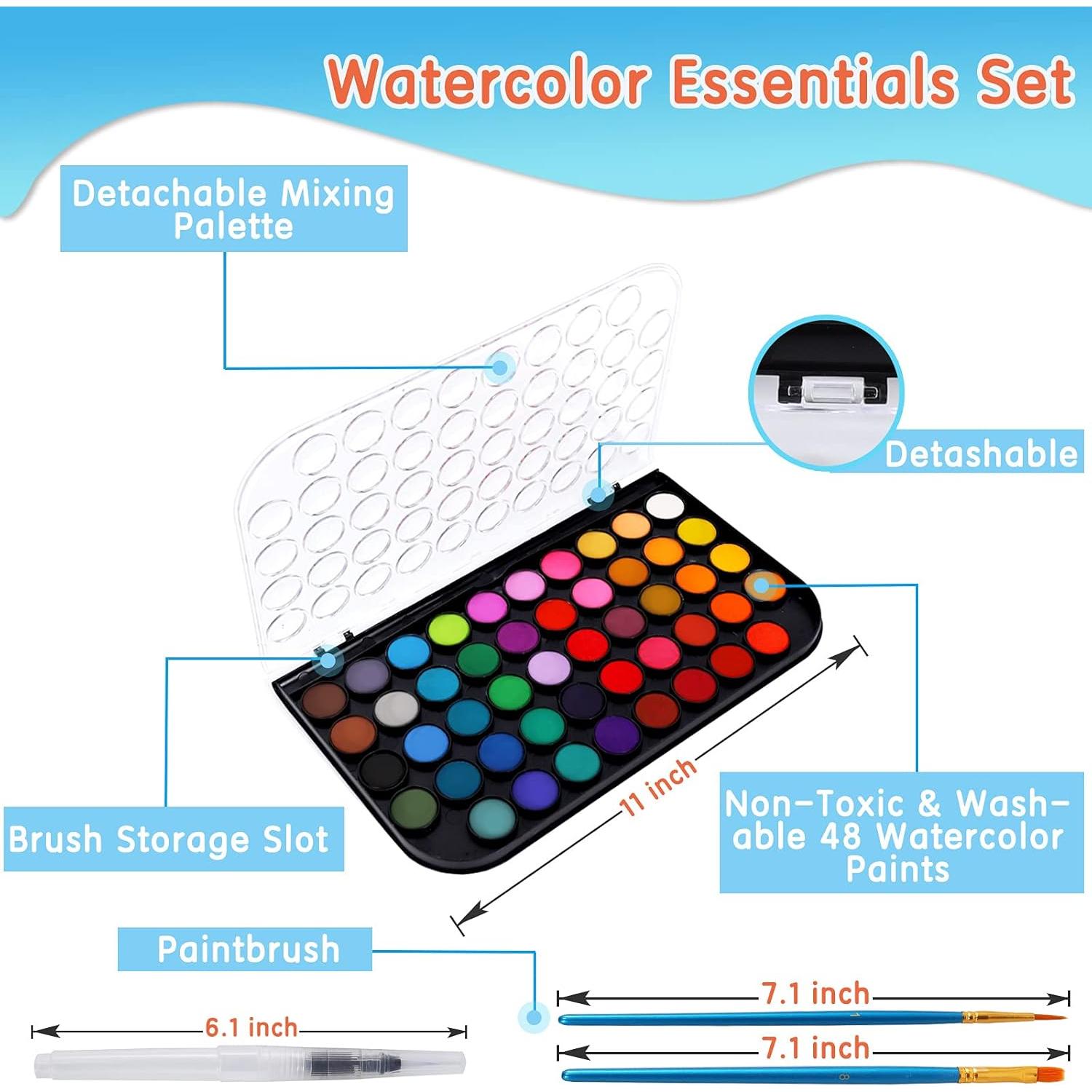 Set de Pintura Acuarela Blablaovy 48 Colores Lavables No Tóxicos