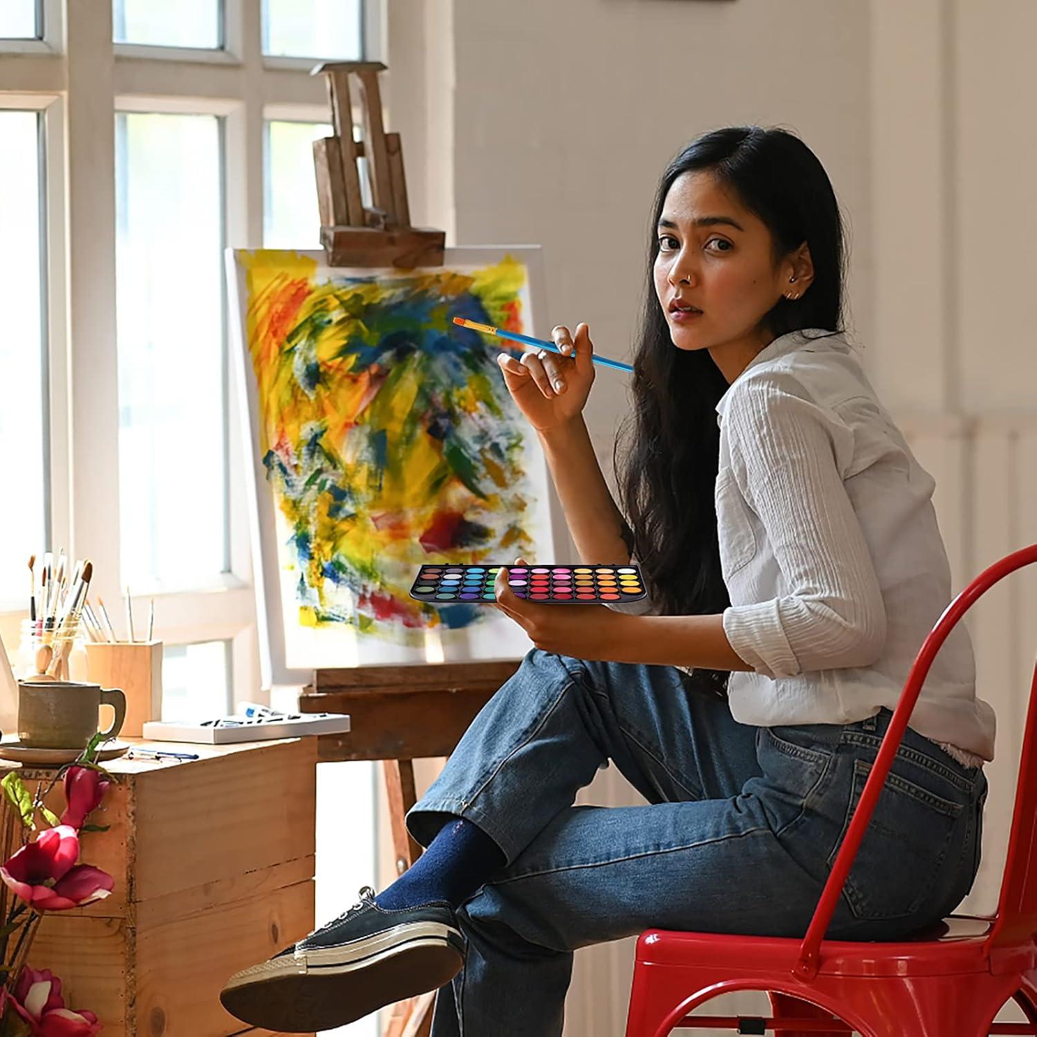 Set de Pintura Acuarela Blablaovy 48 Colores Lavables No Tóxicos