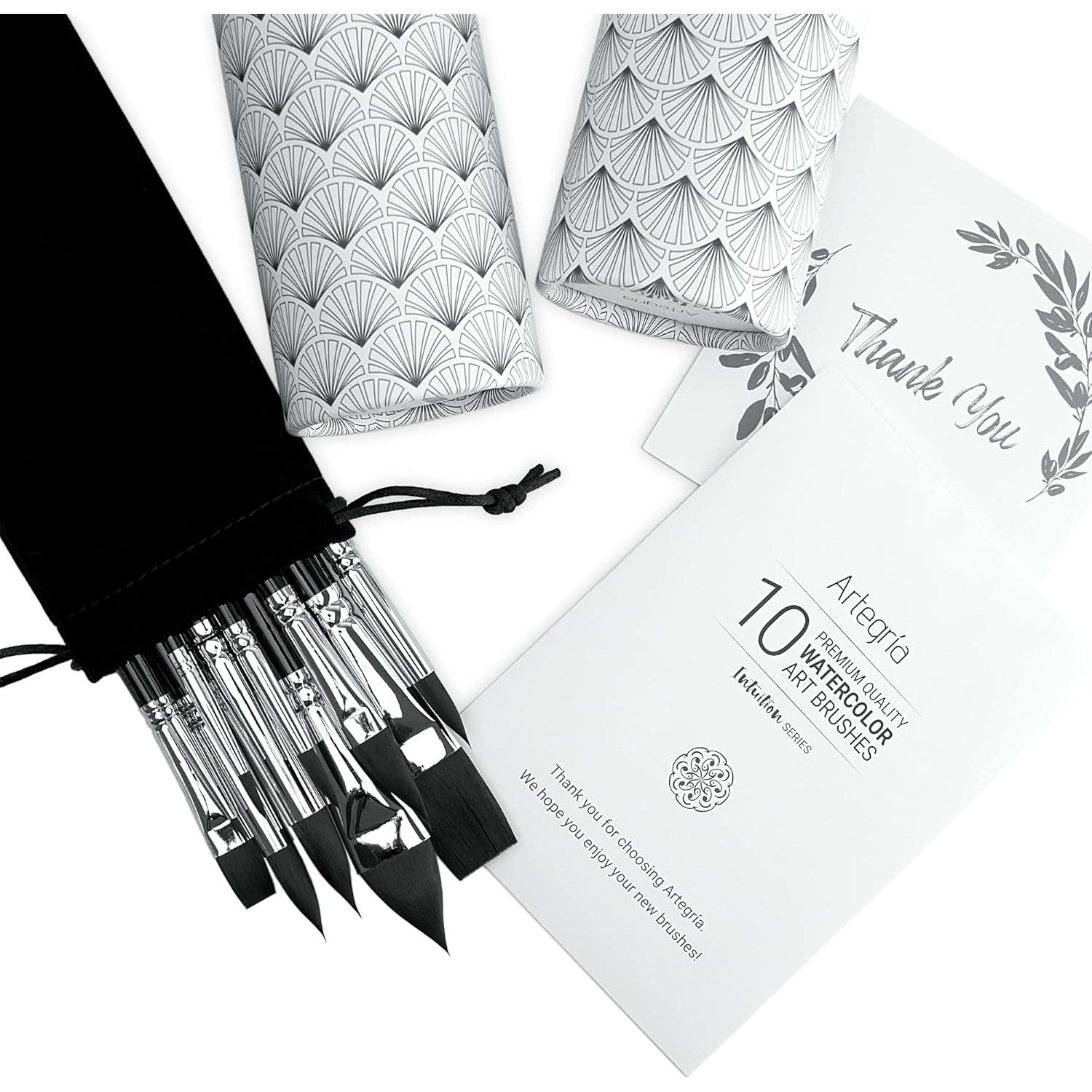 Juego de Pinceles de Acuarela ARTEGRIA 10 Piezas Sintéticas