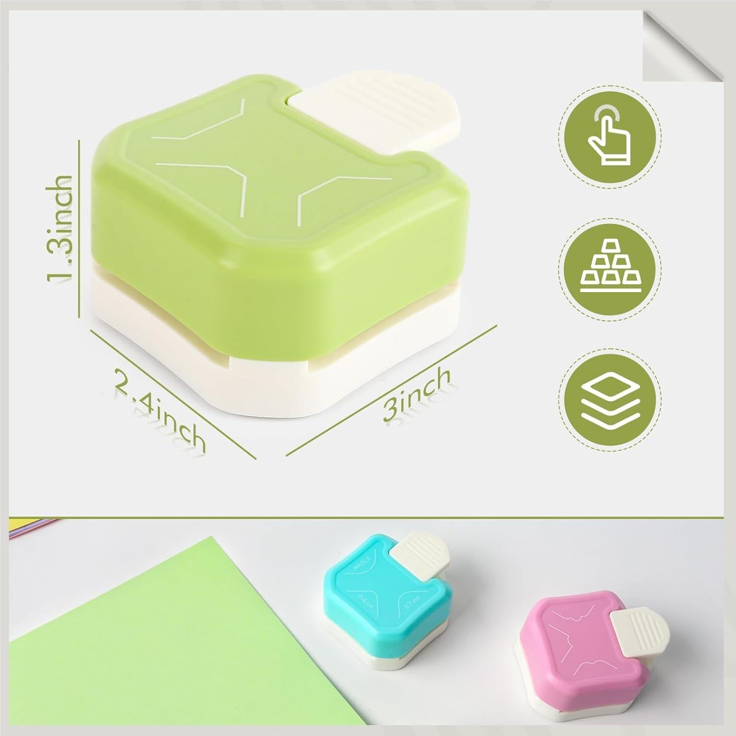 Koogel Punch de Esquina Redondeada 3 en 1 para Manualidades