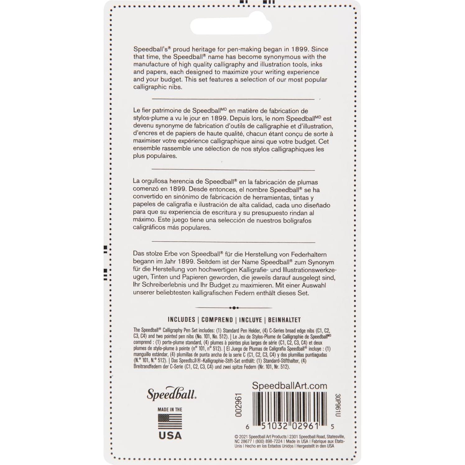 Juego de Caligrafía Básico Speedball - 7 Puntas y Soporte