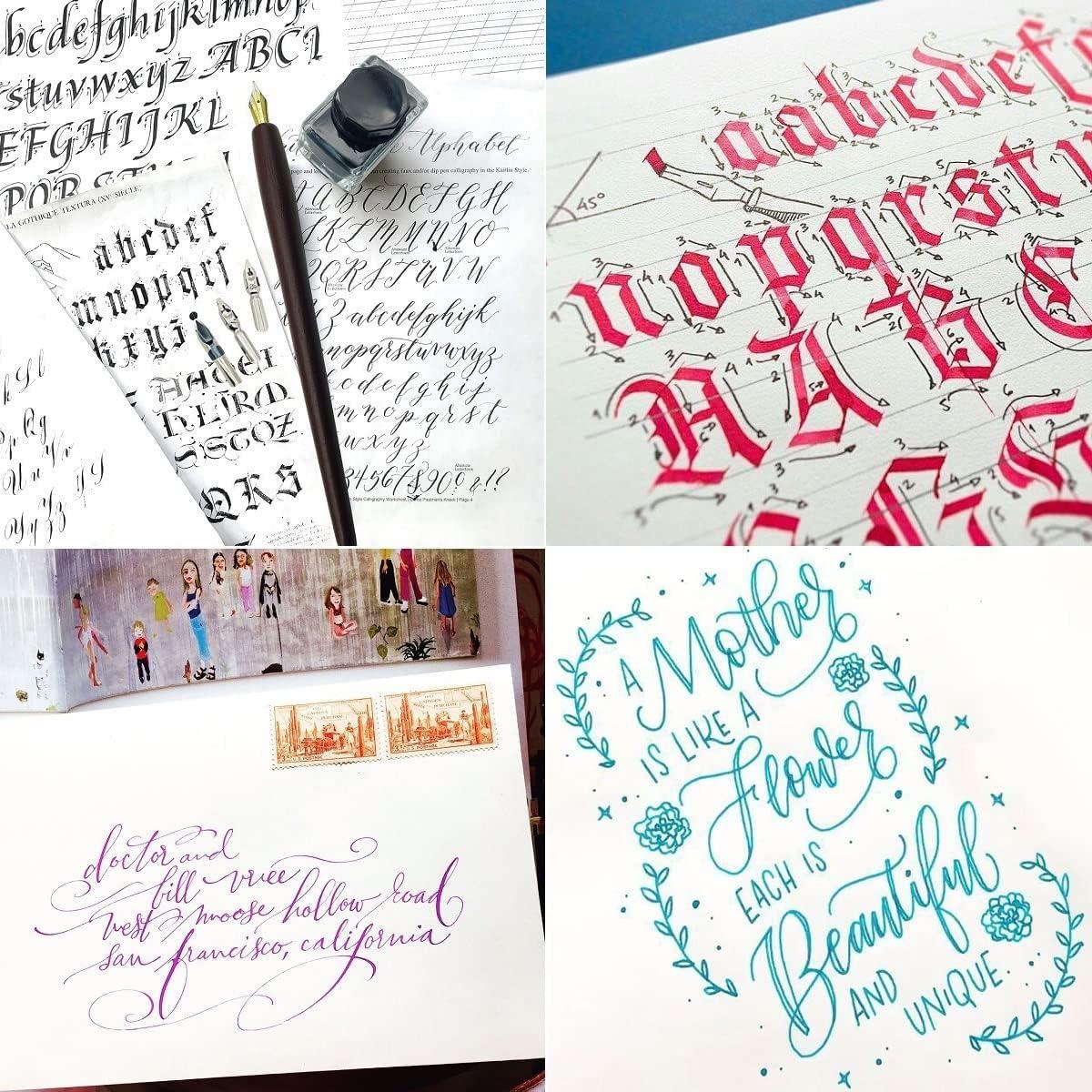 Juego de Caligrafía Plotube - Pluma de Madera y 7 Tintas