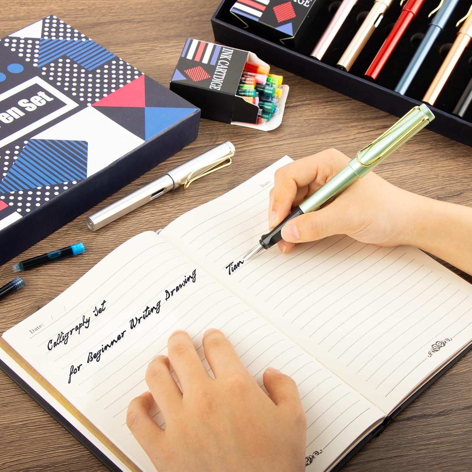 Juego de plumas de caligrafía TIANREN con 8 puntas y 60 cartuchos