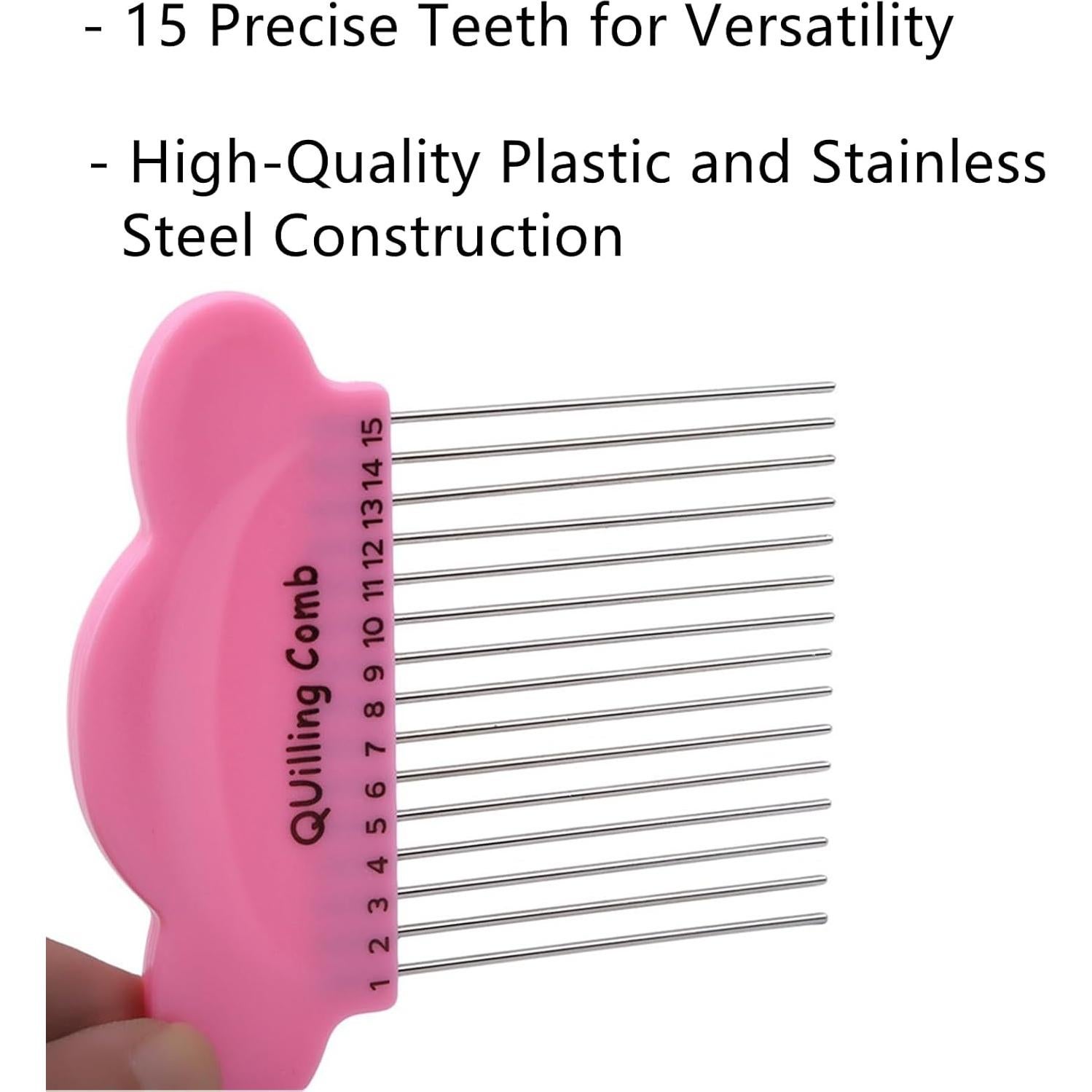 Peine para Quilling de Papel Nanchroadly - 15 Puntos, Rosa