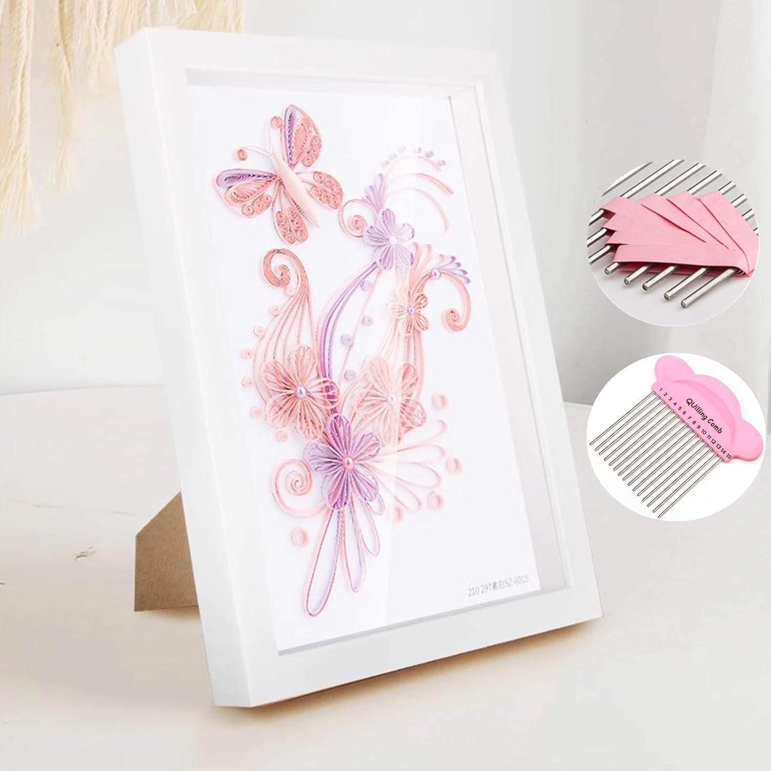 Peine para Quilling de Papel Nanchroadly - 15 Puntos, Rosa