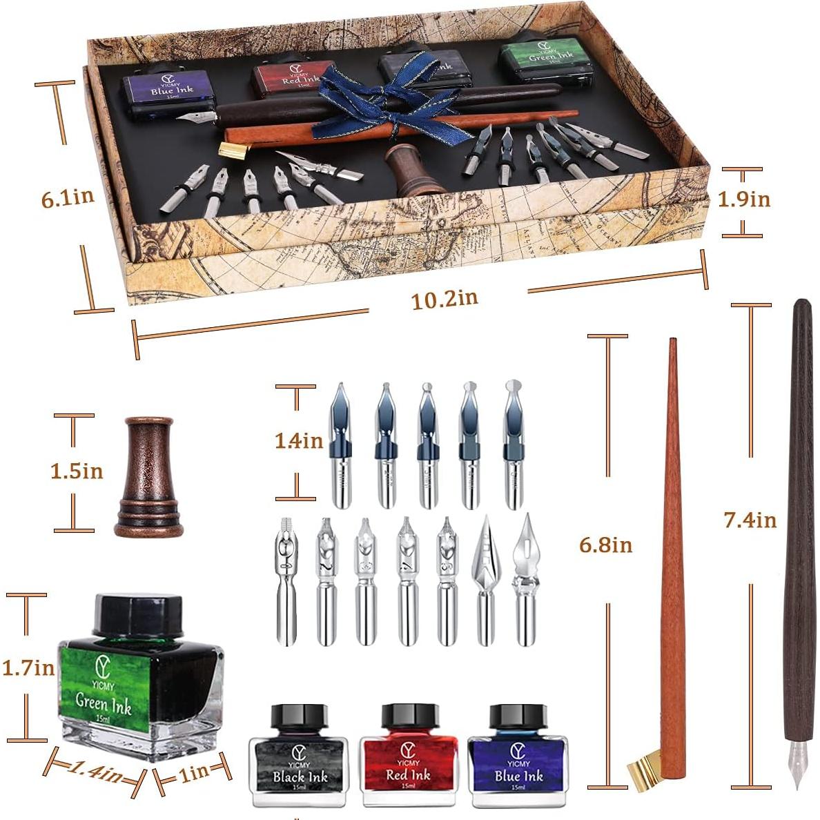Juego de Caligrafía YICMY 19 Piezas con Tintas y Puntas