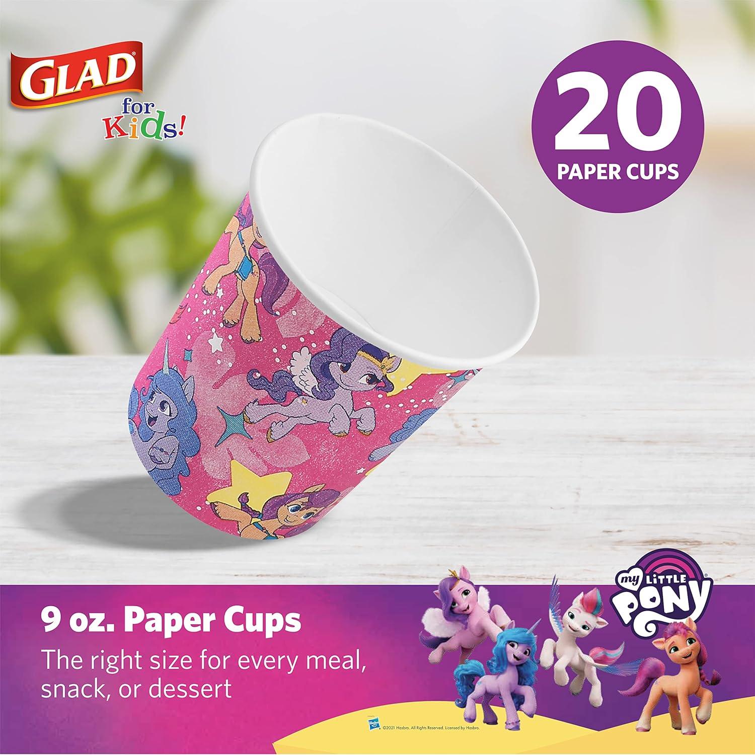 Vasos de Papel Glad for Kids Mis Pequeños Ponis 200 Unidades 9 oz