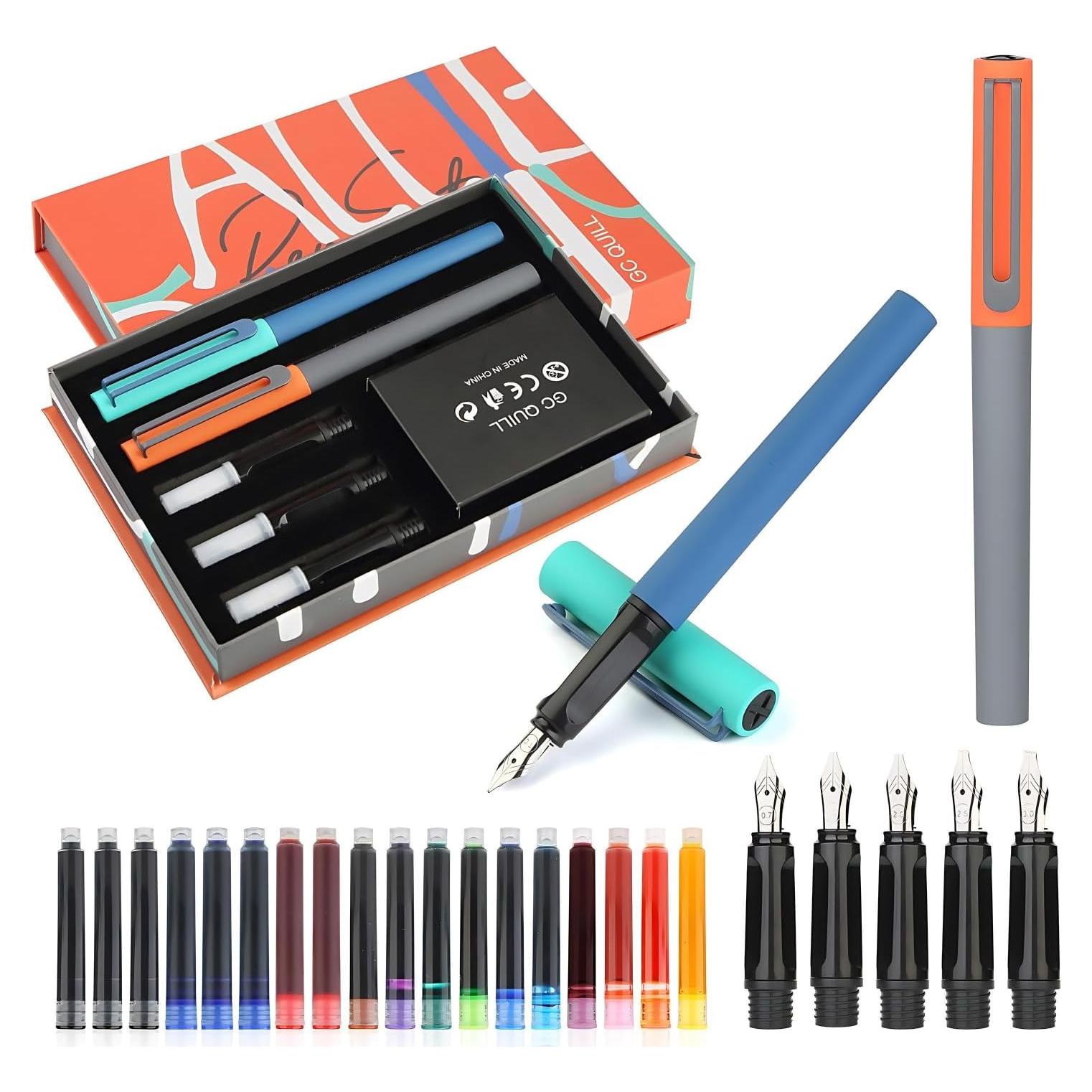 Juego de Caligrafía GC QUILL MU-20 - 2 Plumas y 18 Cartuchos