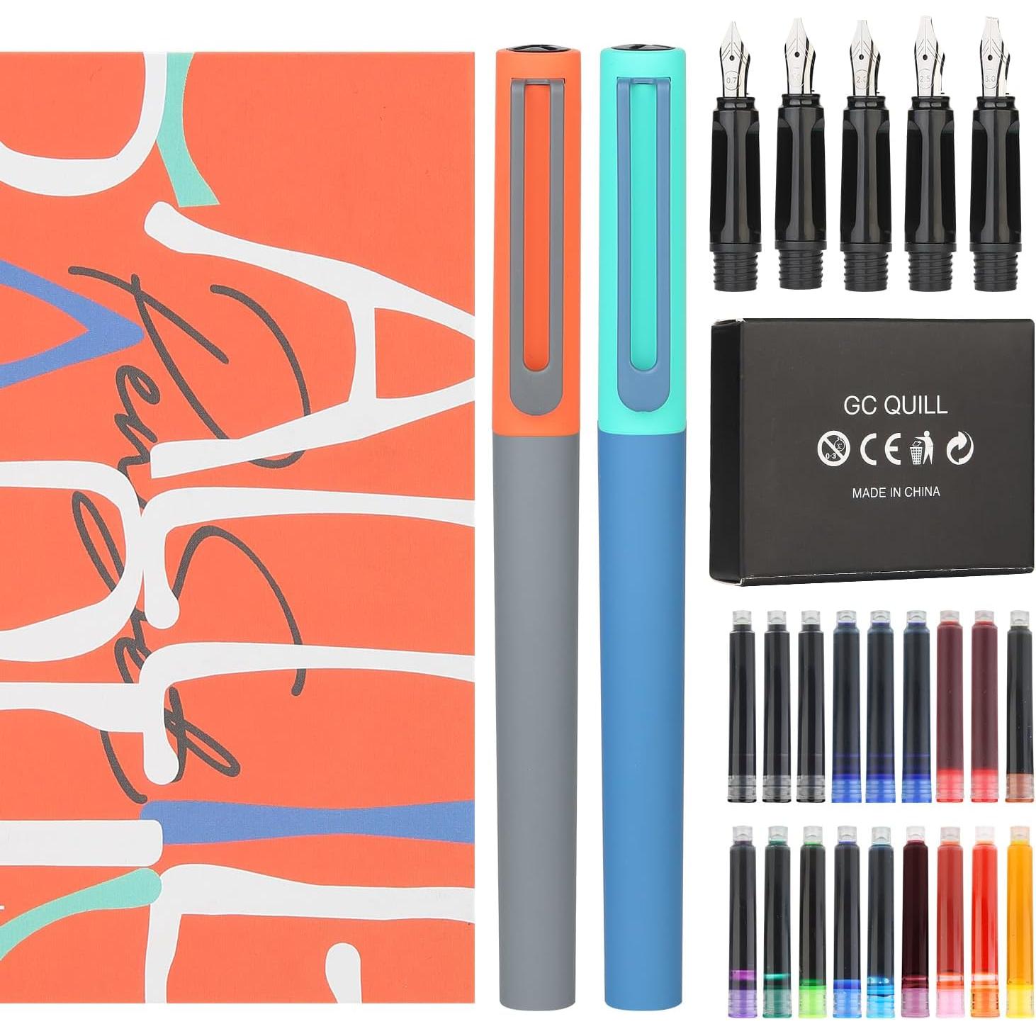 Juego de Caligrafía GC QUILL MU-20 - 2 Plumas y 18 Cartuchos