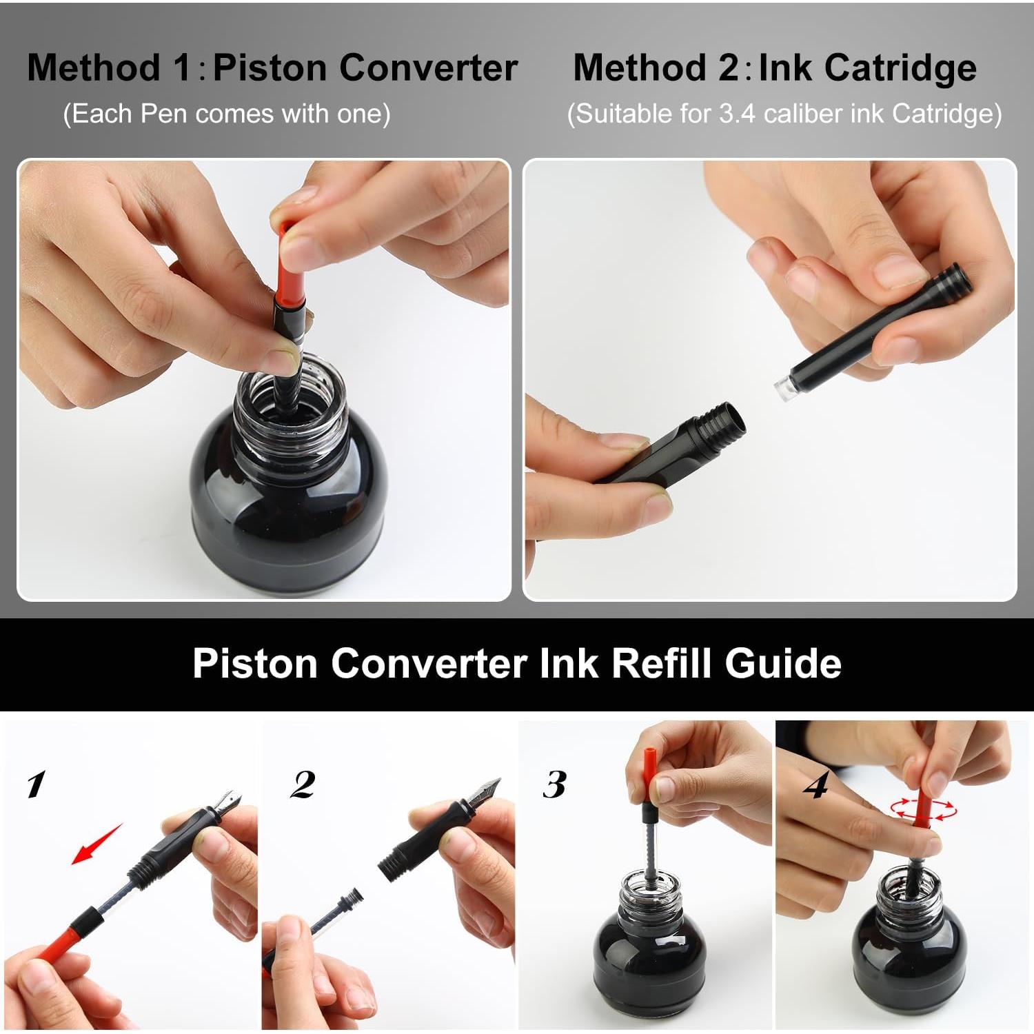 Juego de Caligrafía GC QUILL MU-20 - 2 Plumas y 18 Cartuchos