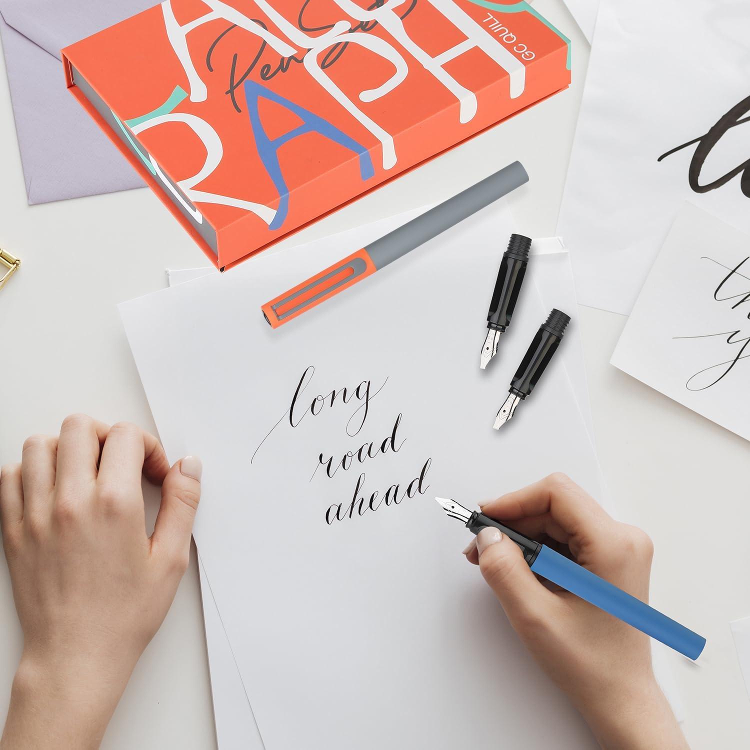 Juego de Caligrafía GC QUILL MU-20 - 2 Plumas y 18 Cartuchos