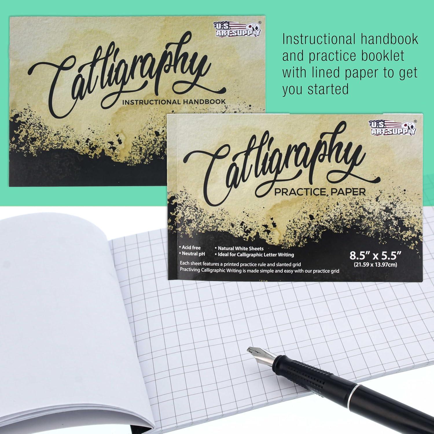 Juego de Caligrafía U.S. Art Supply 35 Piezas - 4 Plumas, 22 Tintas