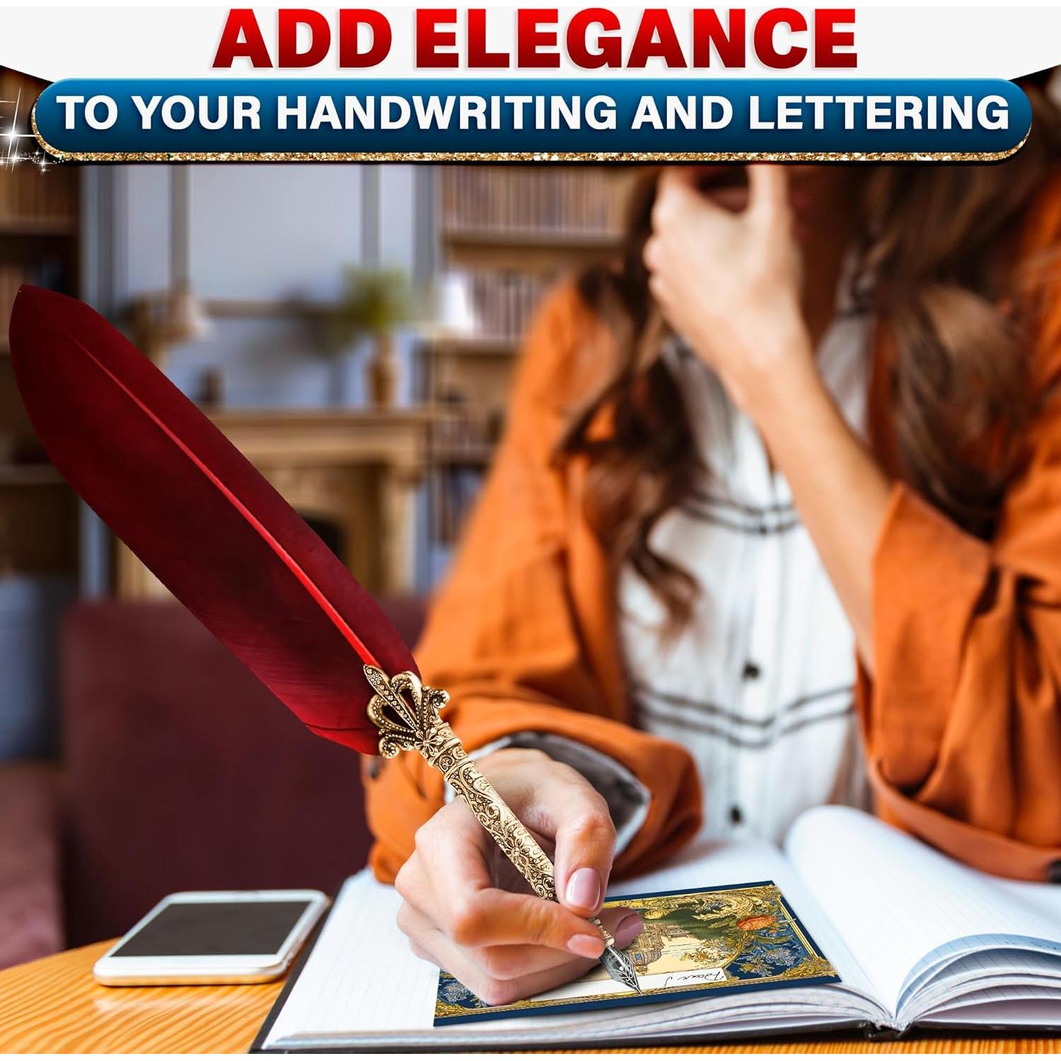 Juego de Pluma y Tinta Lagarto - Pluma Roja 30 cm