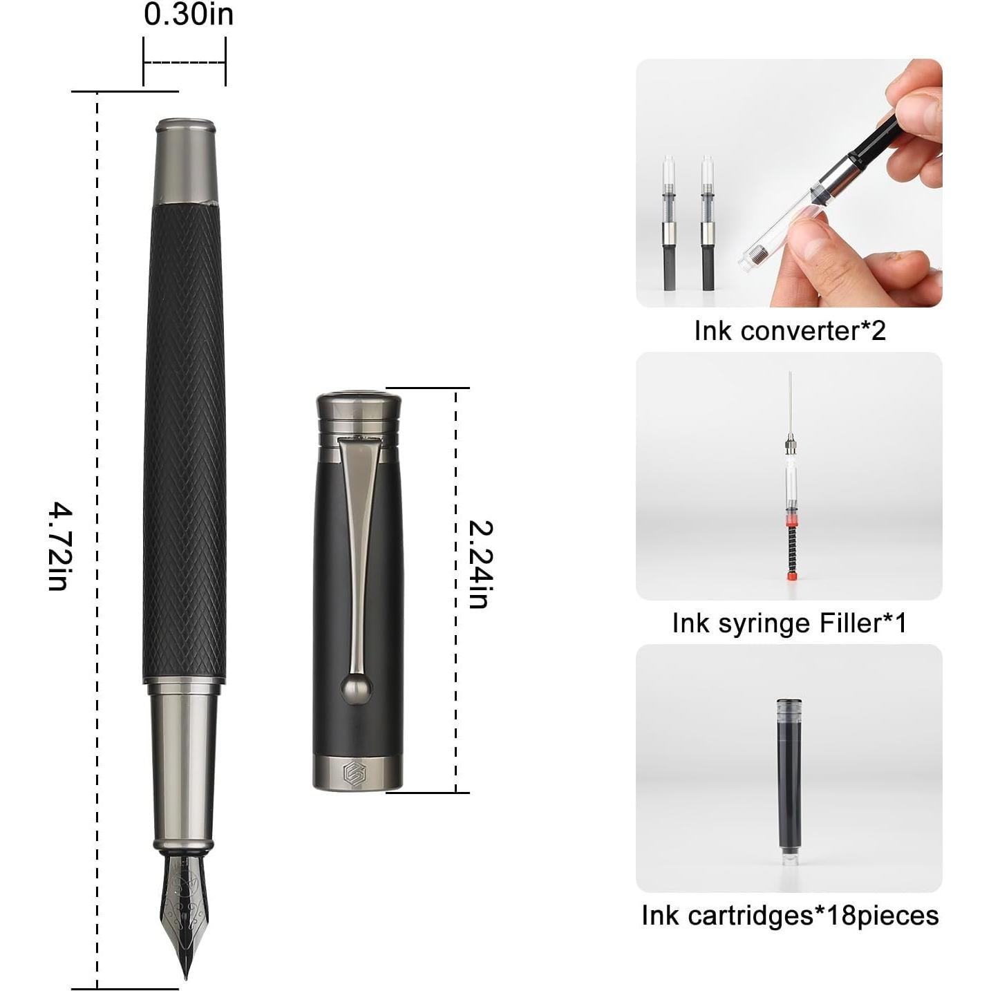 Juego de Pluma Fuente GC QUILL MU-13 con 18 Cartuchos de Tinta