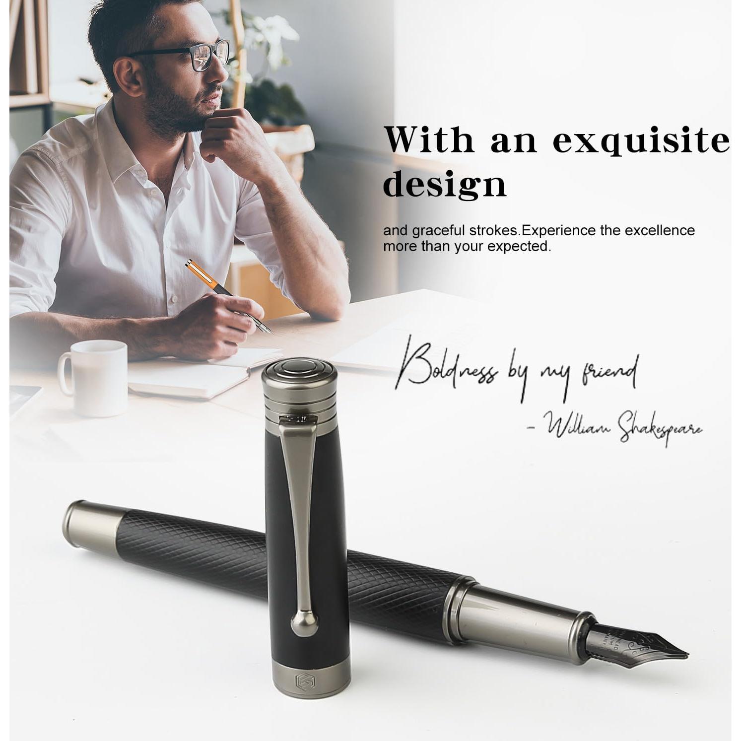 Juego de Pluma Fuente GC QUILL MU-13 con 18 Cartuchos de Tinta