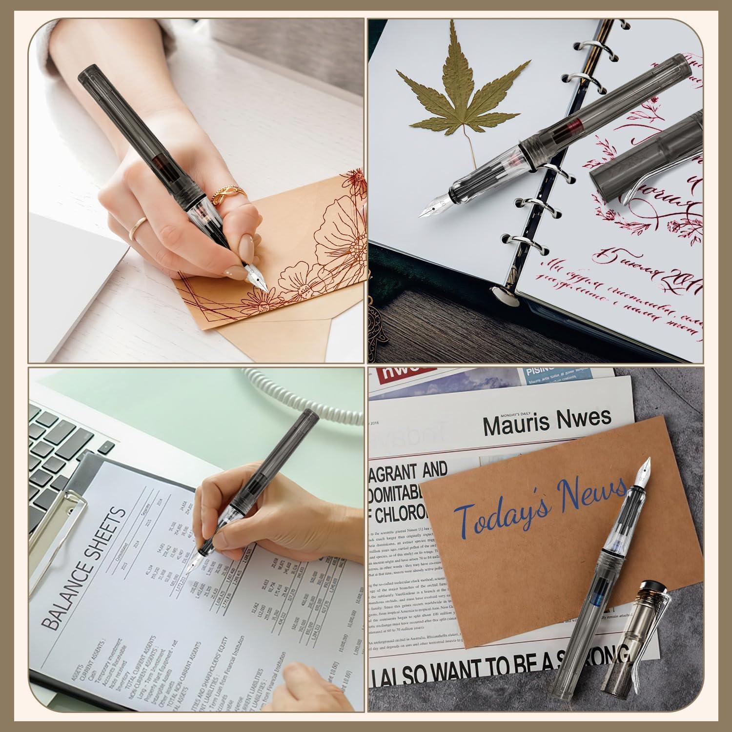 Juego de Caligrafía Wonwood 7 Plumas Estilográficas 40 Cartuchos