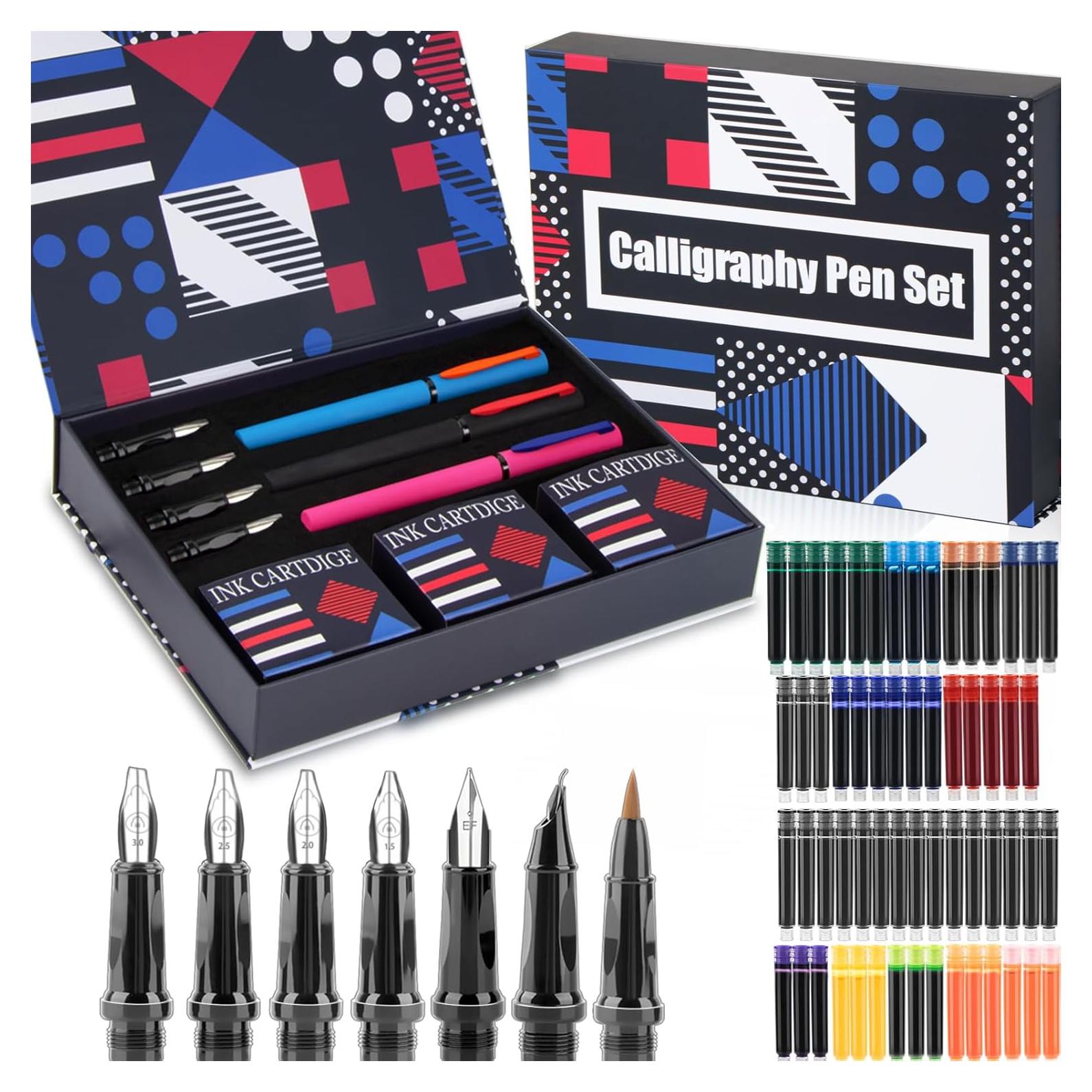 Juego de Plumas Caligráficas DTianSir con 7 Puntas y 60 Cartuchos