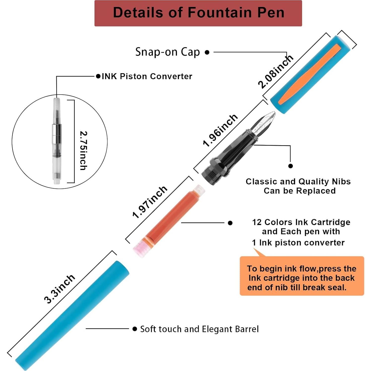 Juego de Plumas Caligráficas DTianSir con 7 Puntas y 60 Cartuchos