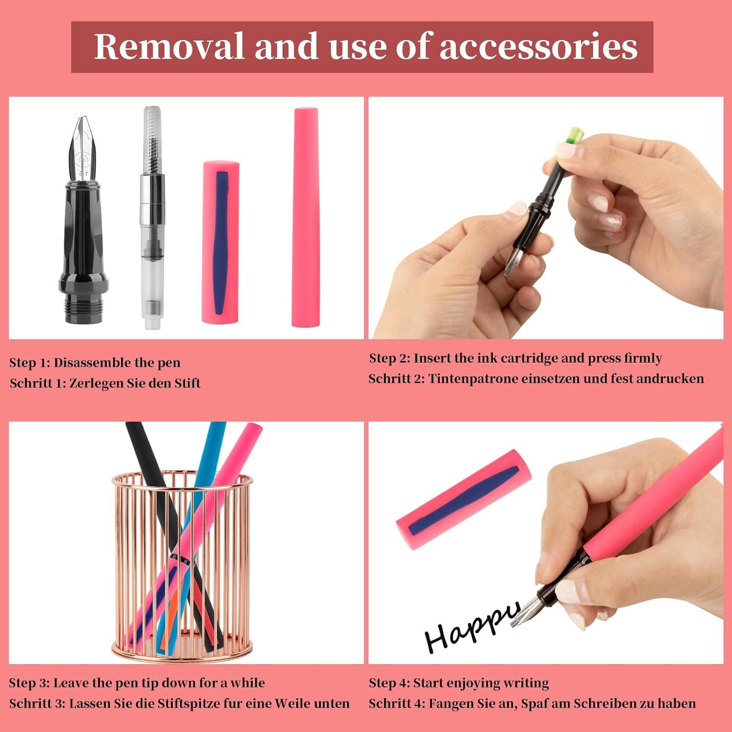 Juego de Plumas Caligráficas DTianSir con 7 Puntas y 60 Cartuchos