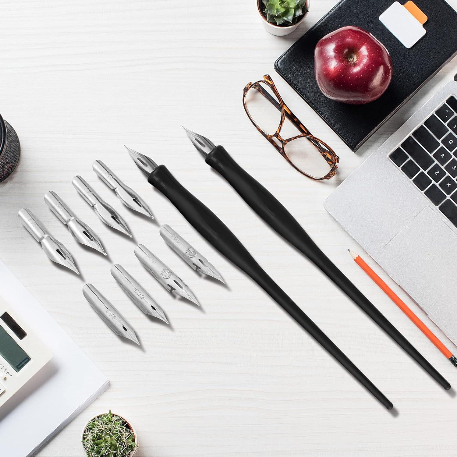 Conjunto de Plumas de Caligrafía Oblicua Zonon 2-en-1 con 8 Puntas