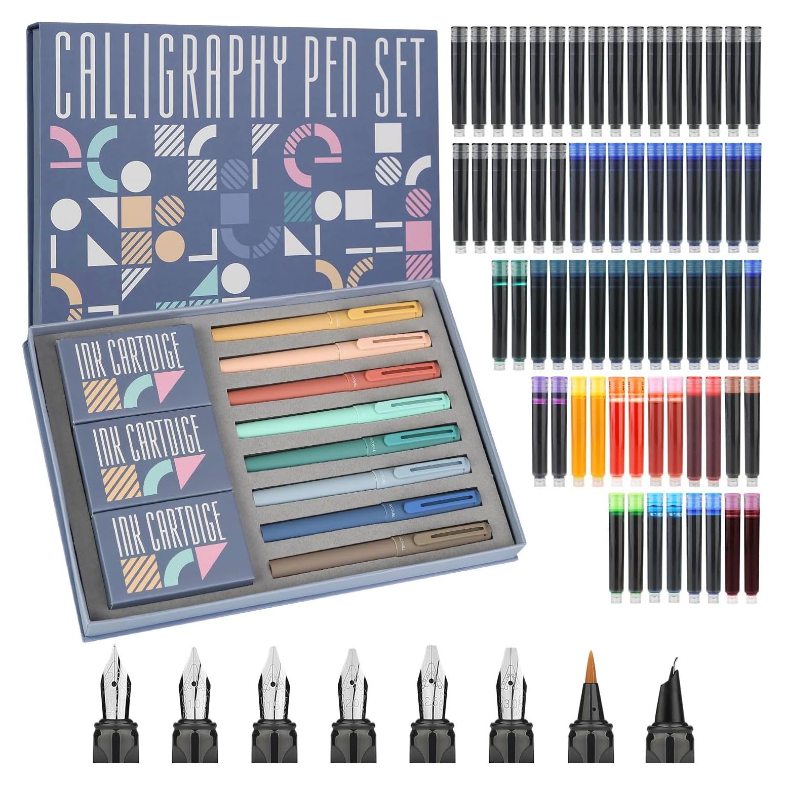 Juego de Plumas de Caligrafía GC QUILL 74 piezas - 8 Plumas y 66 Cartuchos