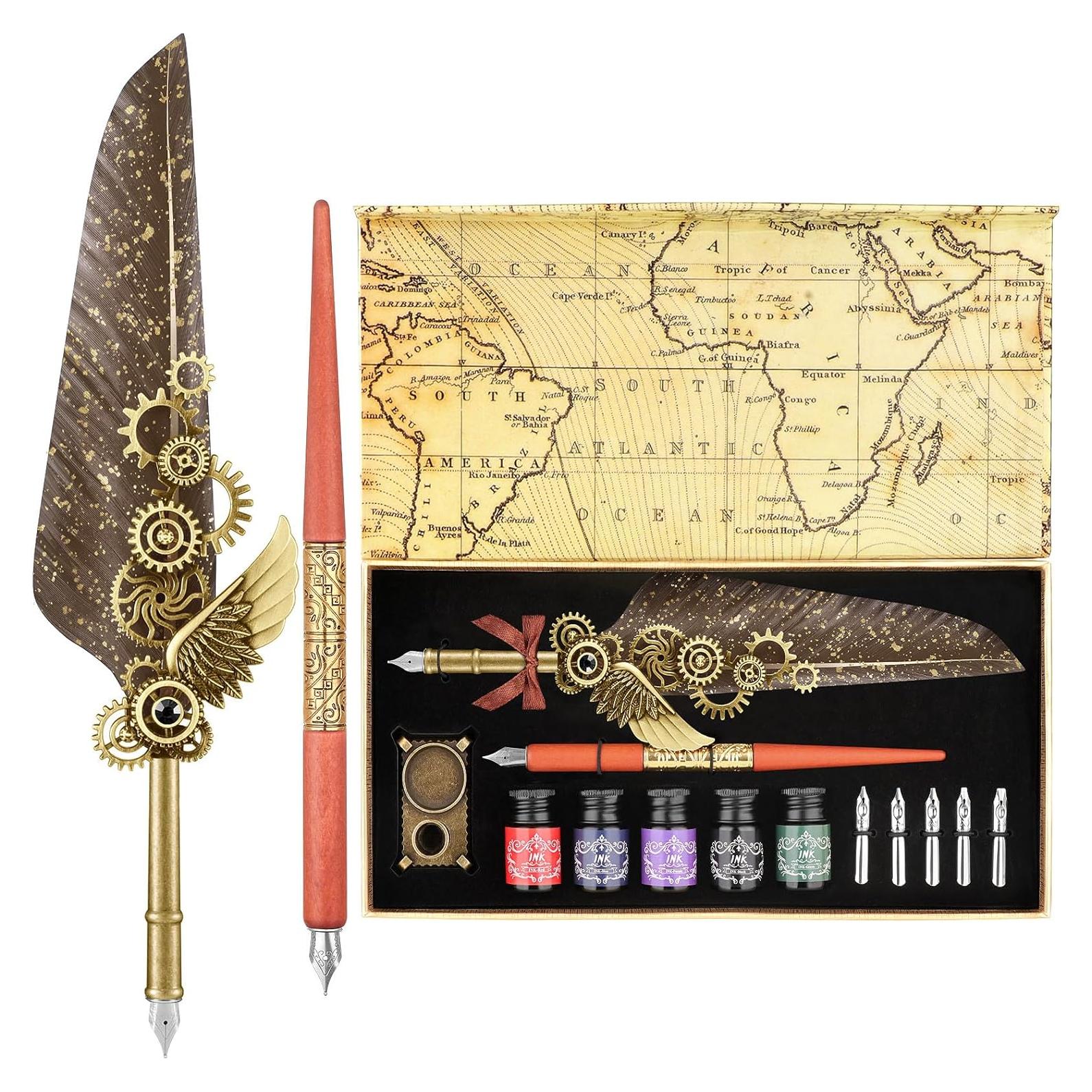 Juego de Caligrafía GrnVibe con Pluma y Tinta Vintage