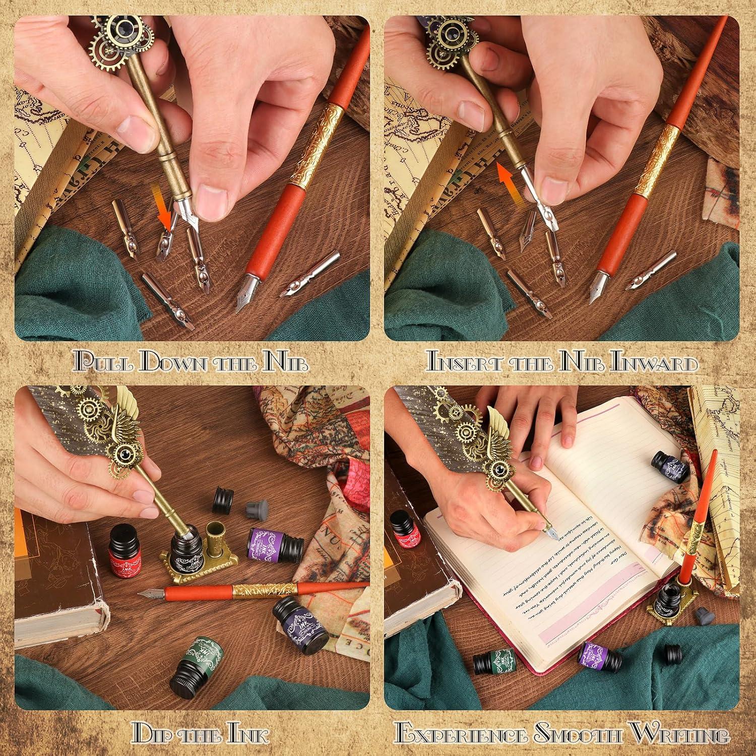 Juego de Caligrafía GrnVibe con Pluma y Tinta Vintage
