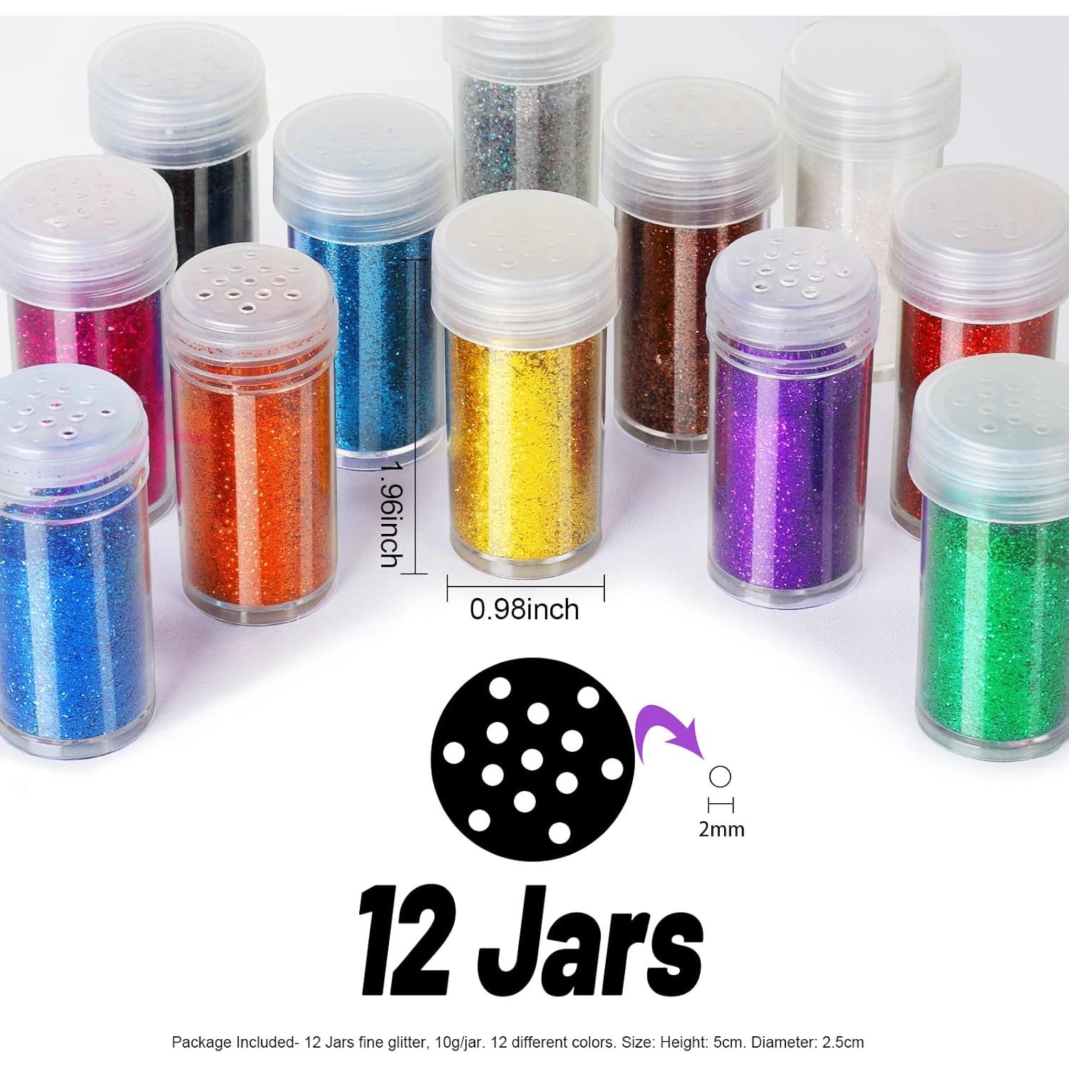 Set de 12 Tarros de Brillo Fino Fandamei 10g - 12 Colores