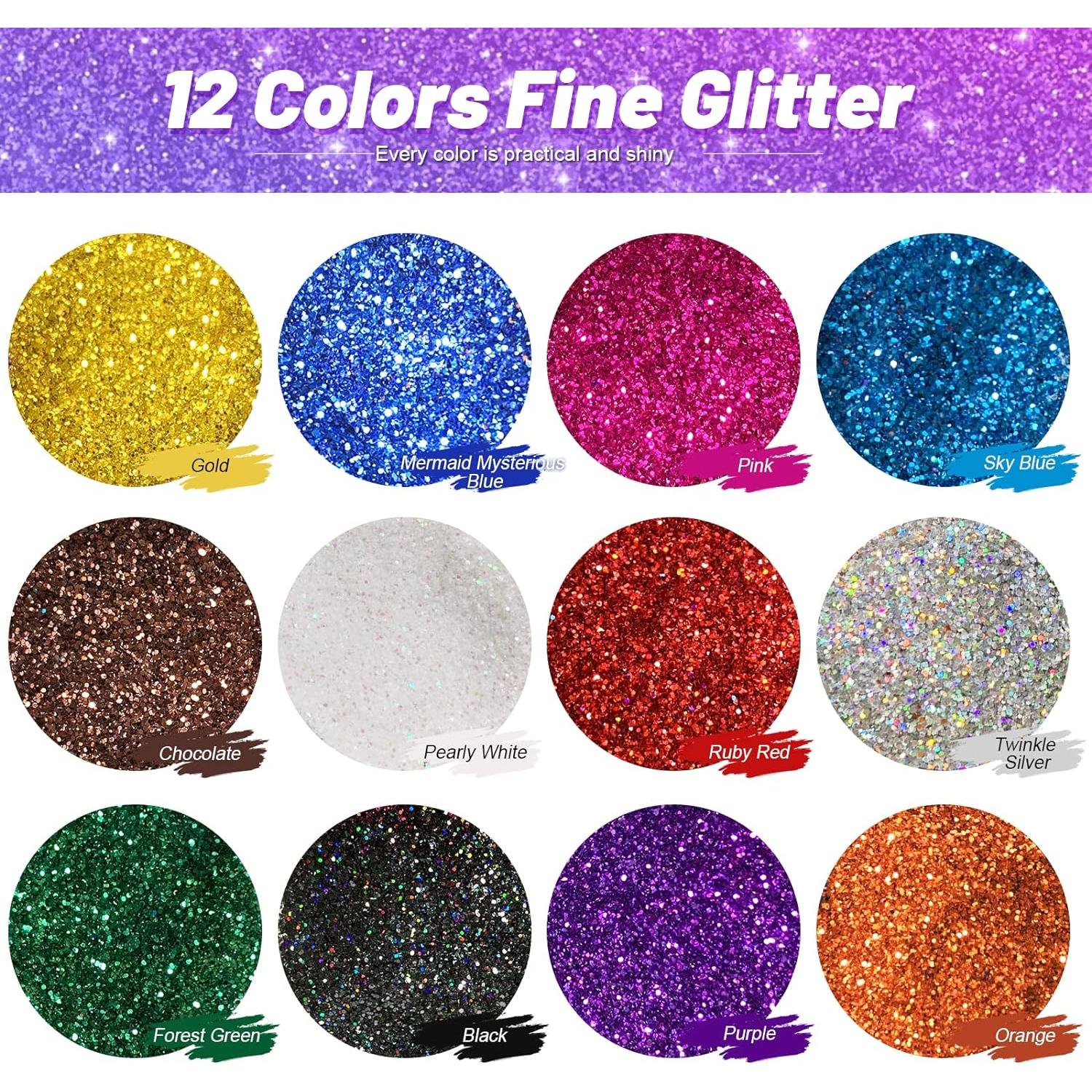 Set de 12 Tarros de Brillo Fino Fandamei 10g - 12 Colores