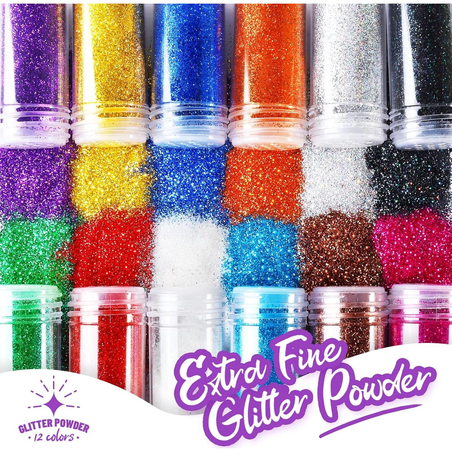 Set de 12 Tarros de Brillo Fino Fandamei 10g - 12 Colores