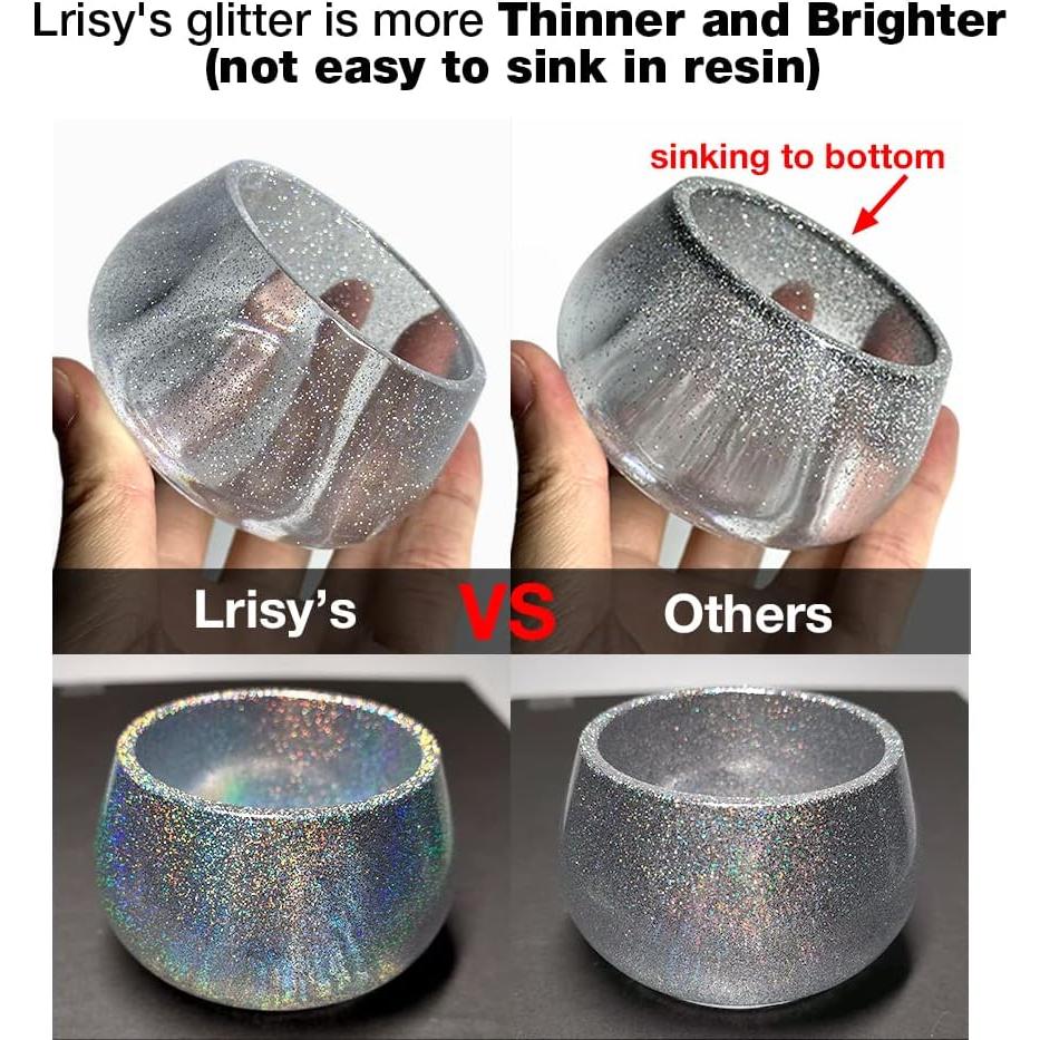 Purpurina Holográfica Extra Fina Lrisy 140g Plateado