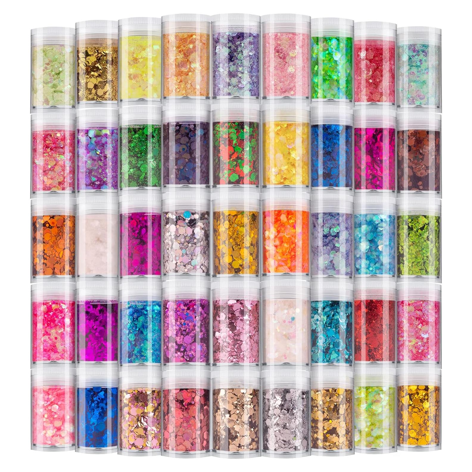 Set de Purpurina Holográfica Gruesa y Fina Linwulte - 45 Colores