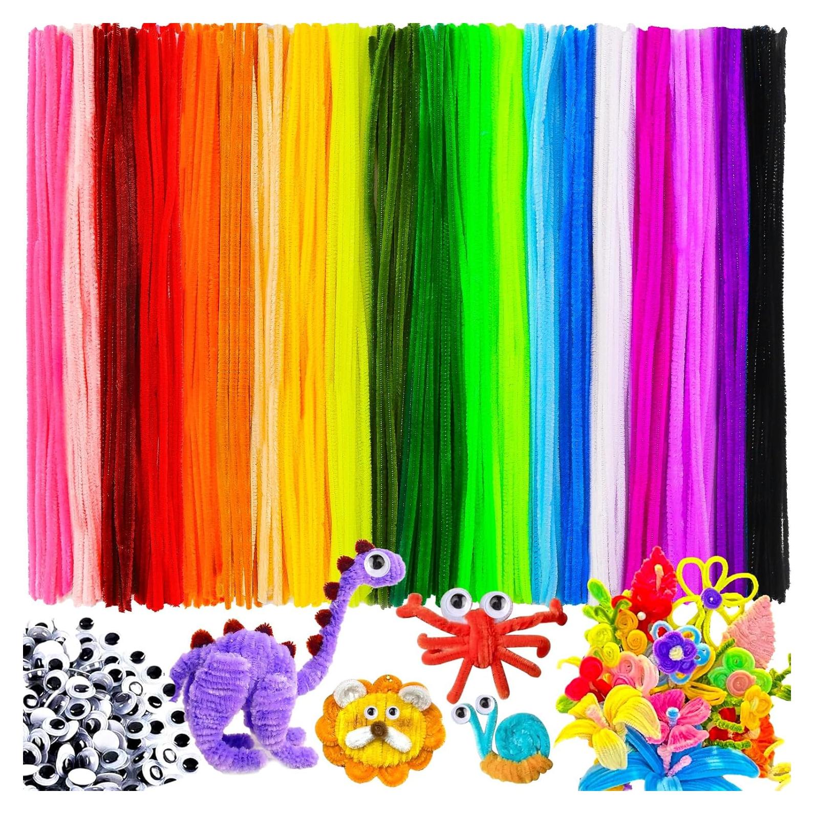 Gushu 300 Piezas Limpiapipas Multicolor y Ojos Móviles 7mm