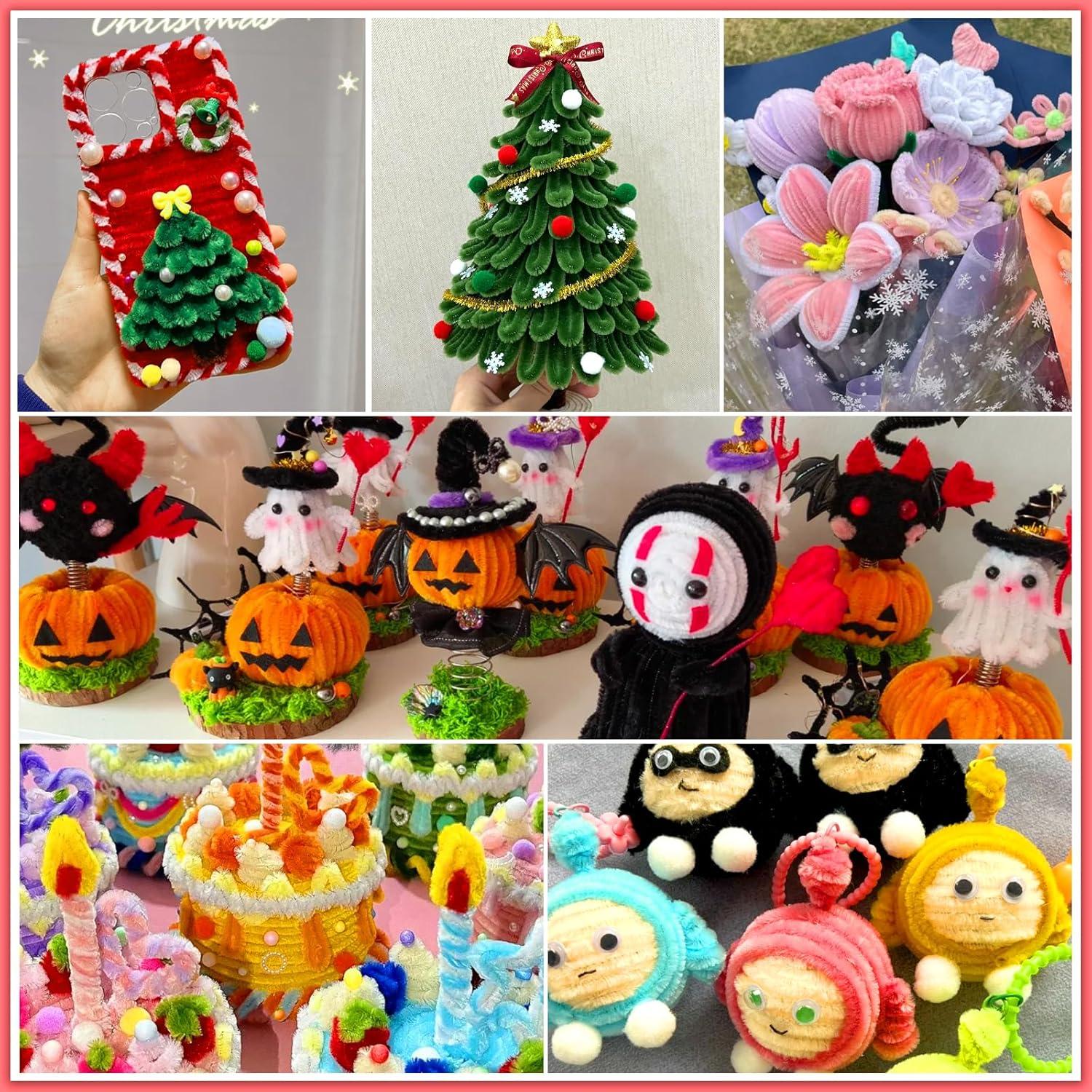 Gushu 300 Piezas Limpiapipas Multicolor y Ojos Móviles 7mm