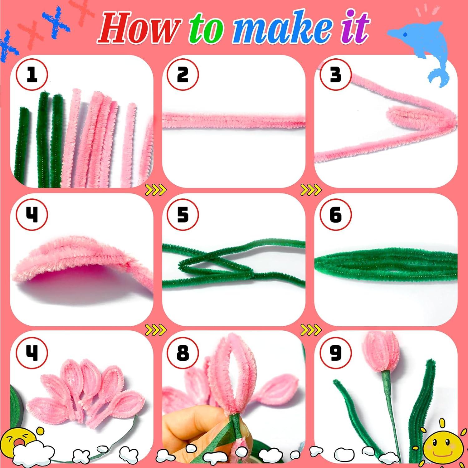 Gushu 300 Piezas Limpiapipas Multicolor y Ojos Móviles 7mm