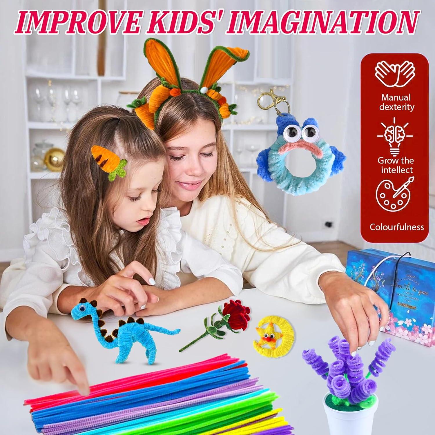 Gushu 300 Piezas Limpiapipas Multicolor y Ojos Móviles 7mm