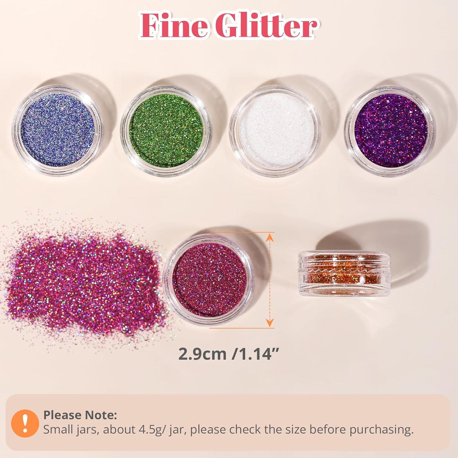 Brillo Fino Holográfico LEOBRO 24 Colores para Manualidades