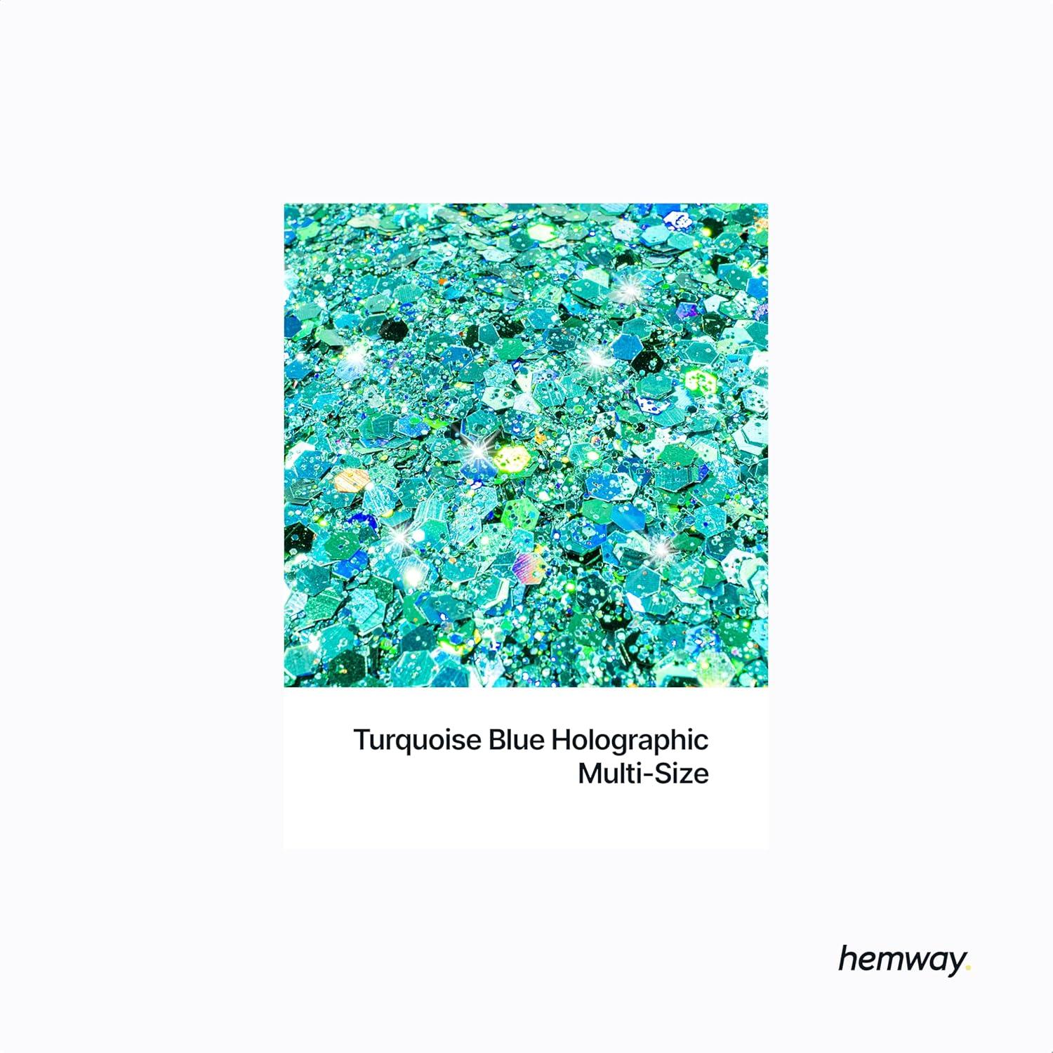 Glitter Hemway Azul Turquesa Holográfico 120 g para Manualidades
