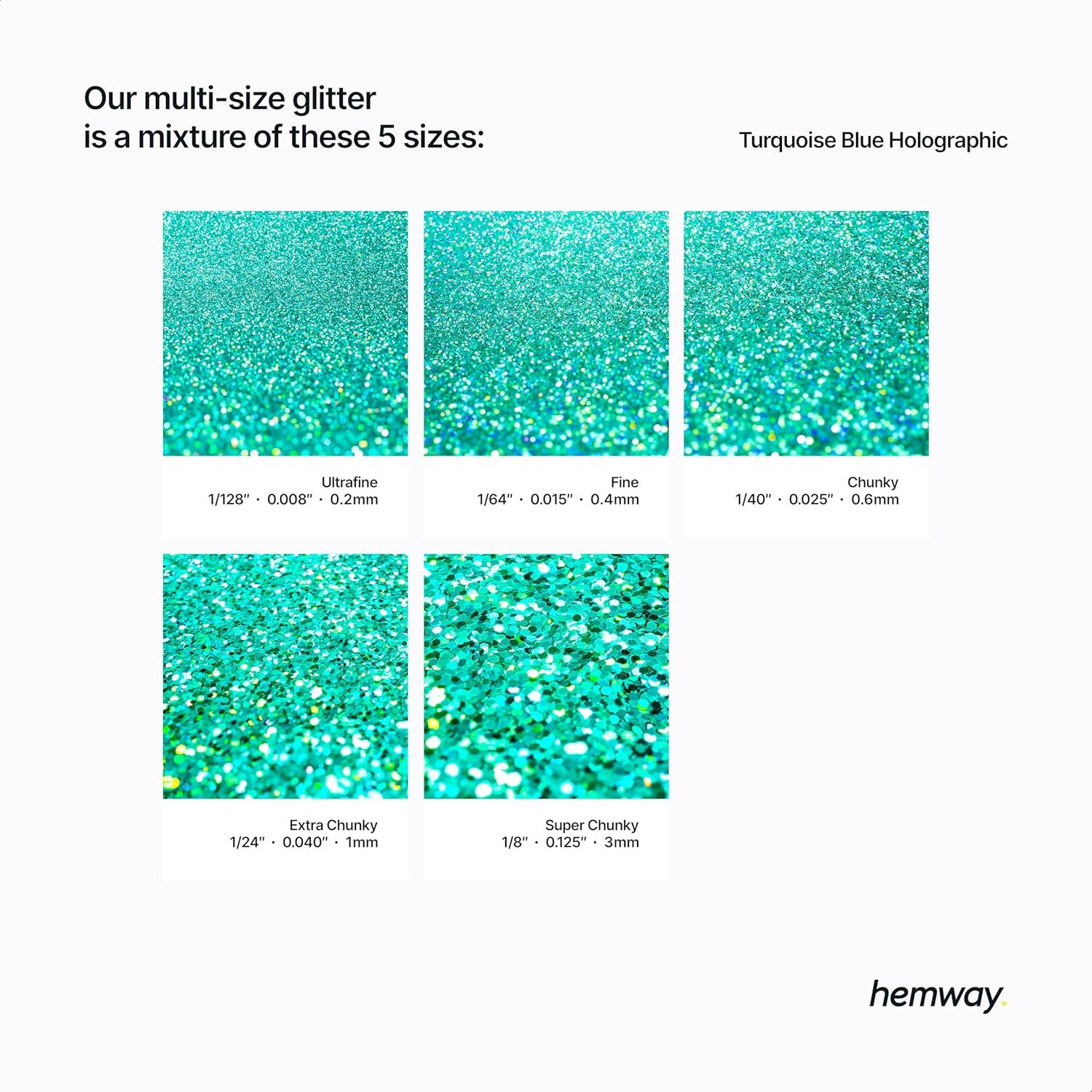 Glitter Hemway Azul Turquesa Holográfico 120 g para Manualidades
