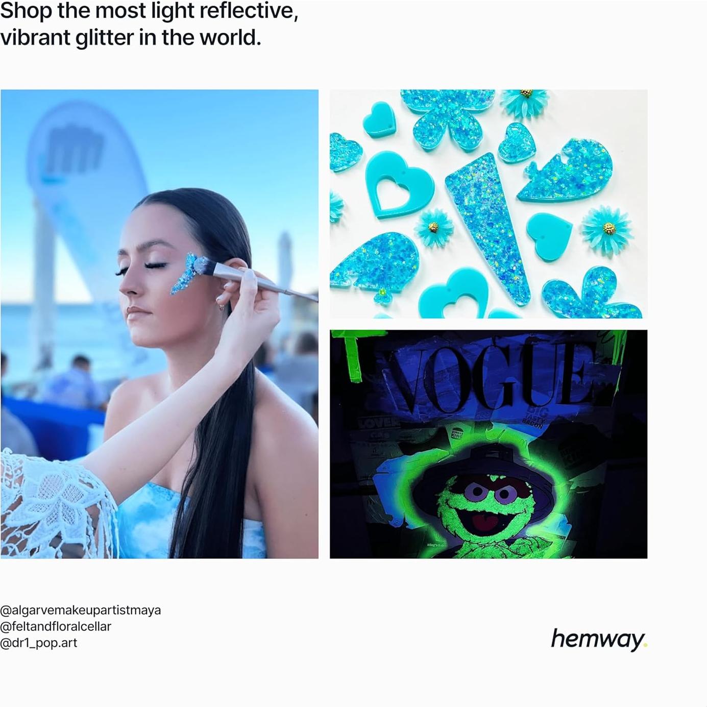 Glitter Hemway Azul Turquesa Holográfico 120 g para Manualidades