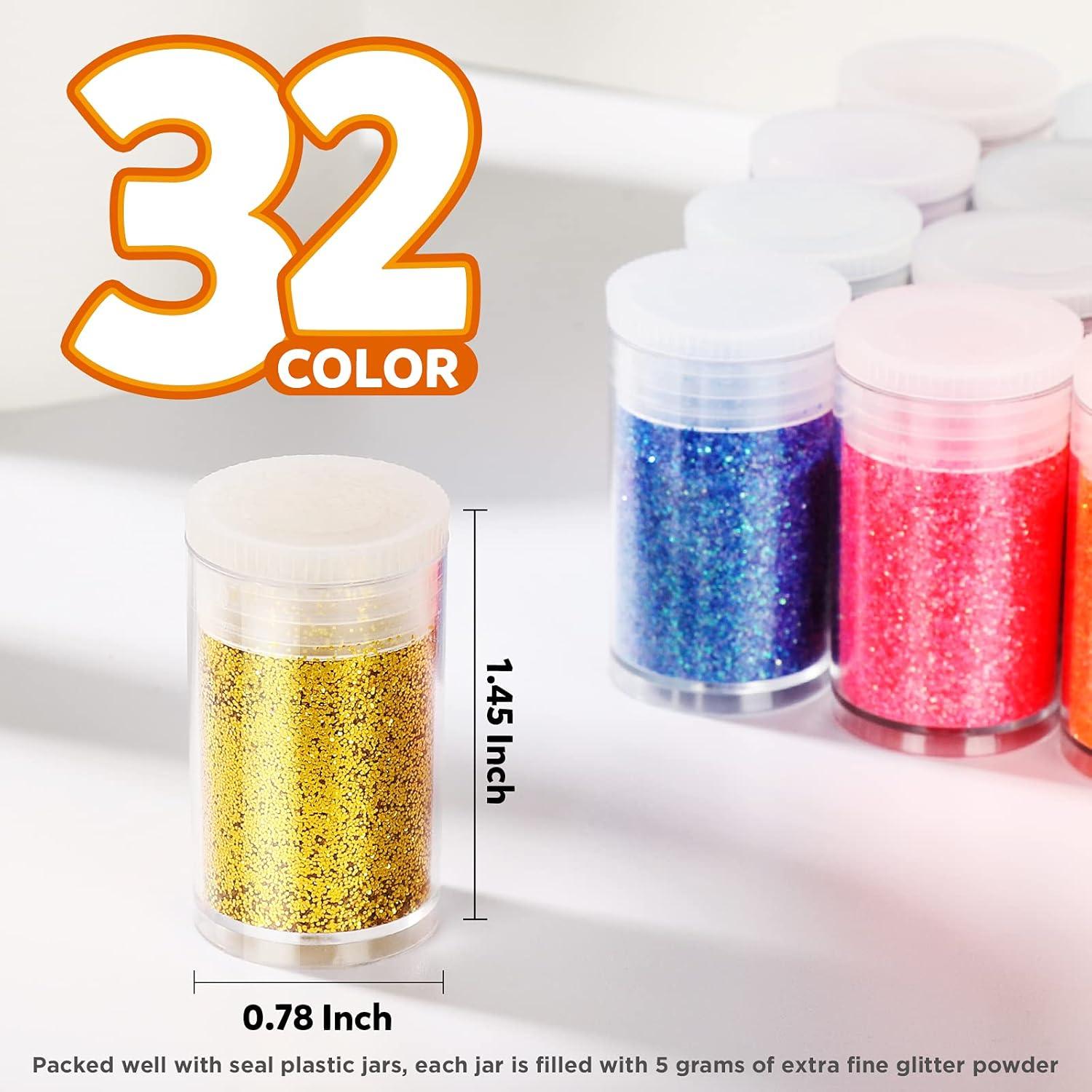 Set de Brillo Fino LEOBRO 32 Colores para Manualidades 160g