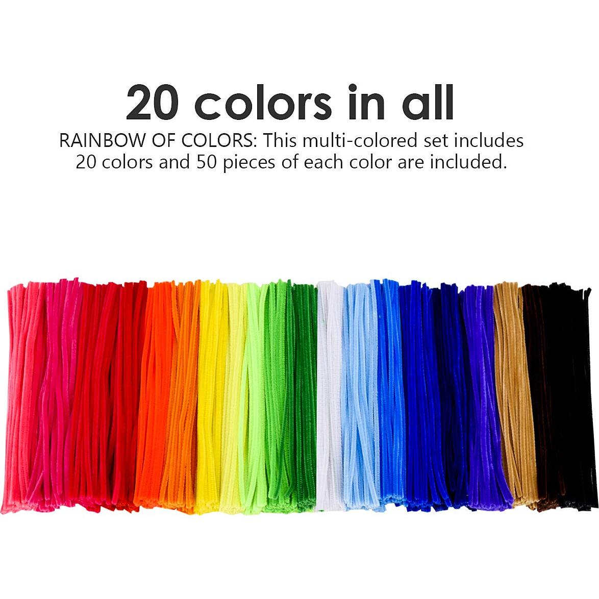 Limpiapipas KASEMI 1000 pcs 20 colores 30.48 cm manualidades